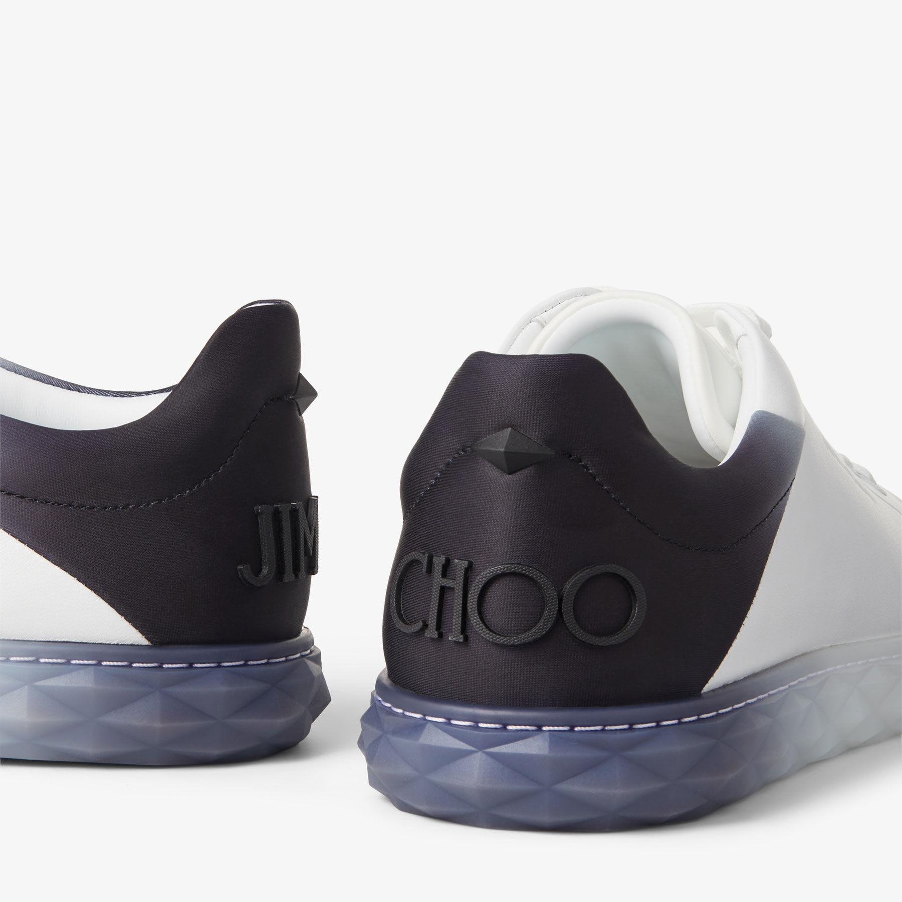 JIMMY CHOO Diamond Light M II レザー ローカットスニーカー Diamond Light/M Ii | White and Black Leather Mix Low-Top