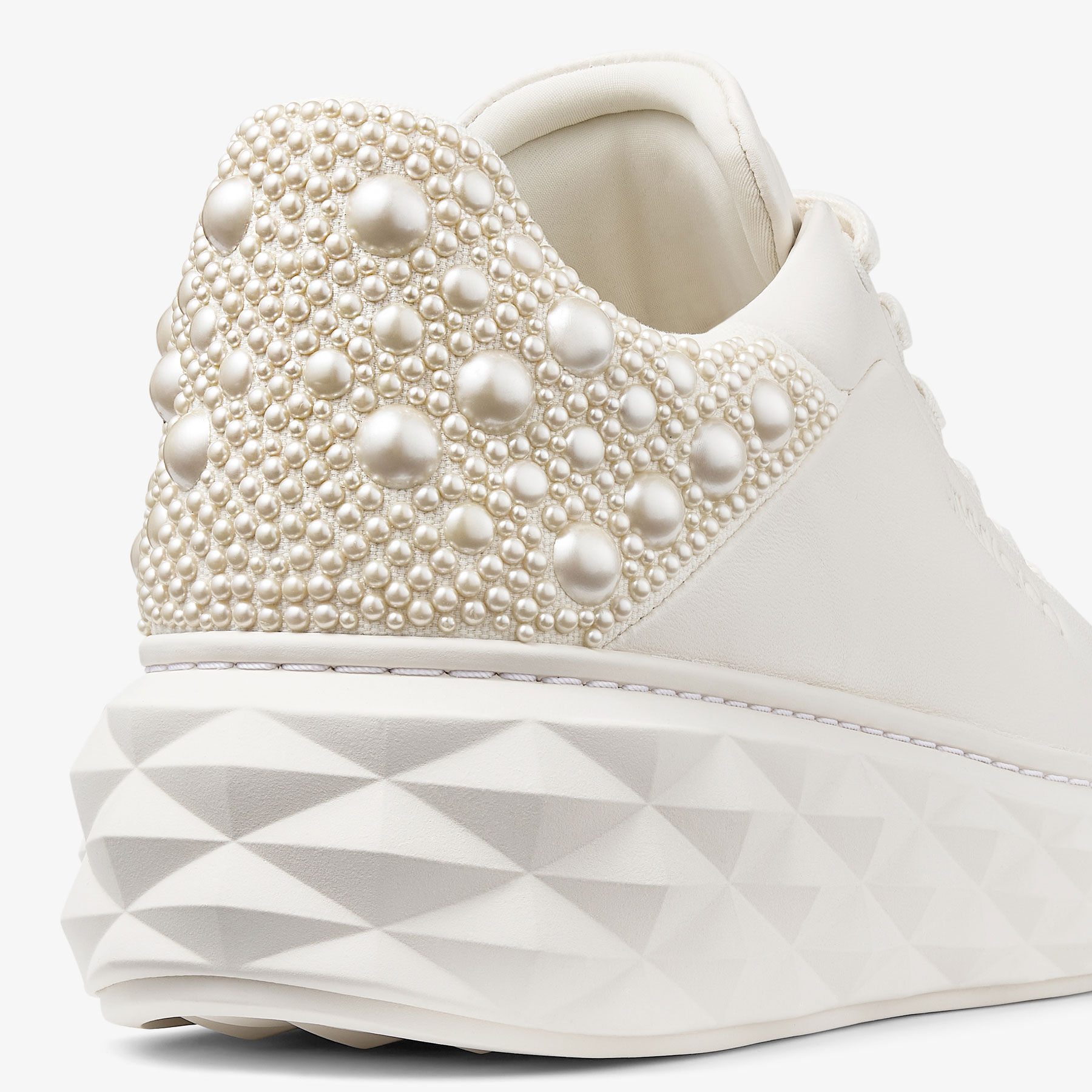Diamond Maxi F II | White and Black Leather Trainers with