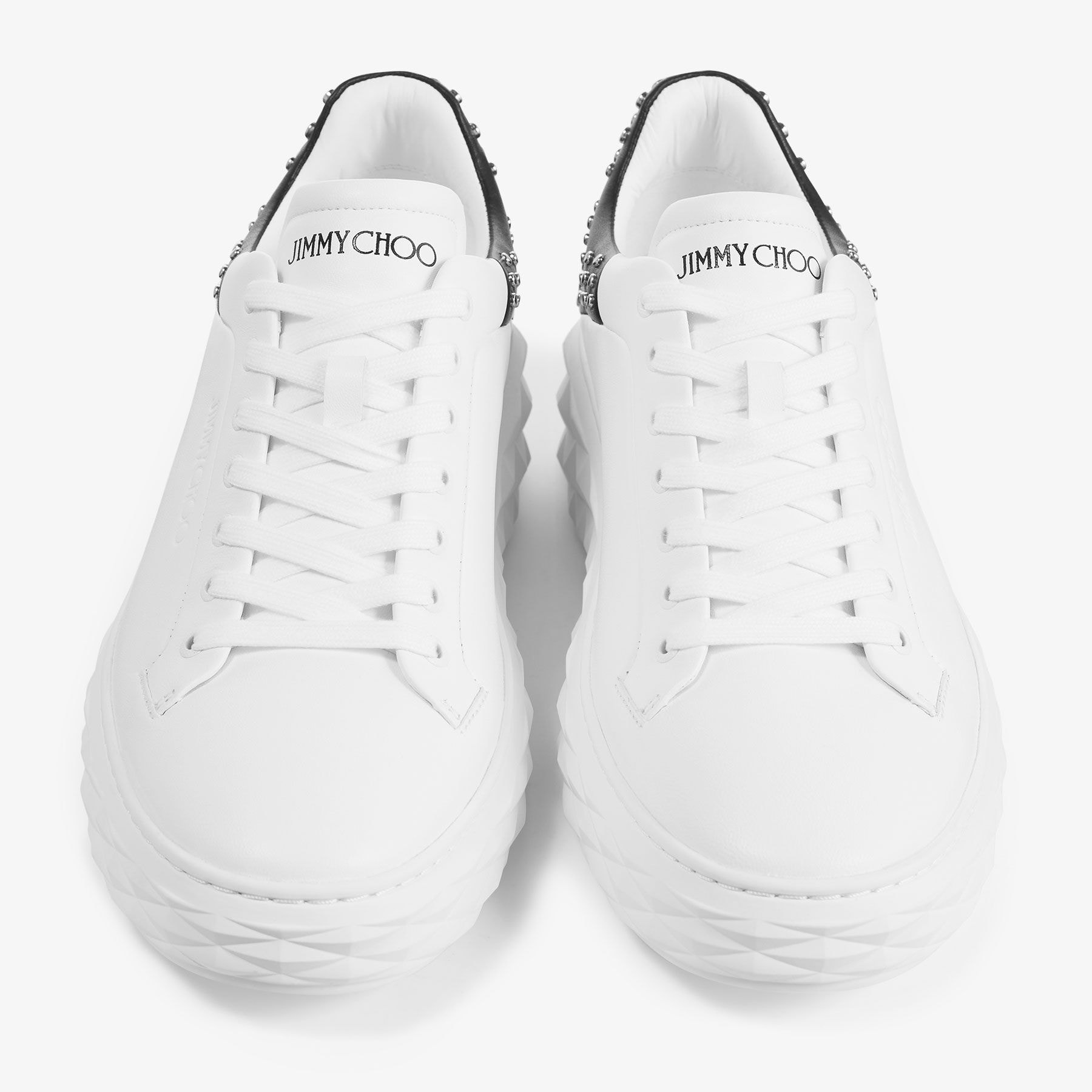 Diamond Maxi M II |White & Black Nappa Leather Trainers With