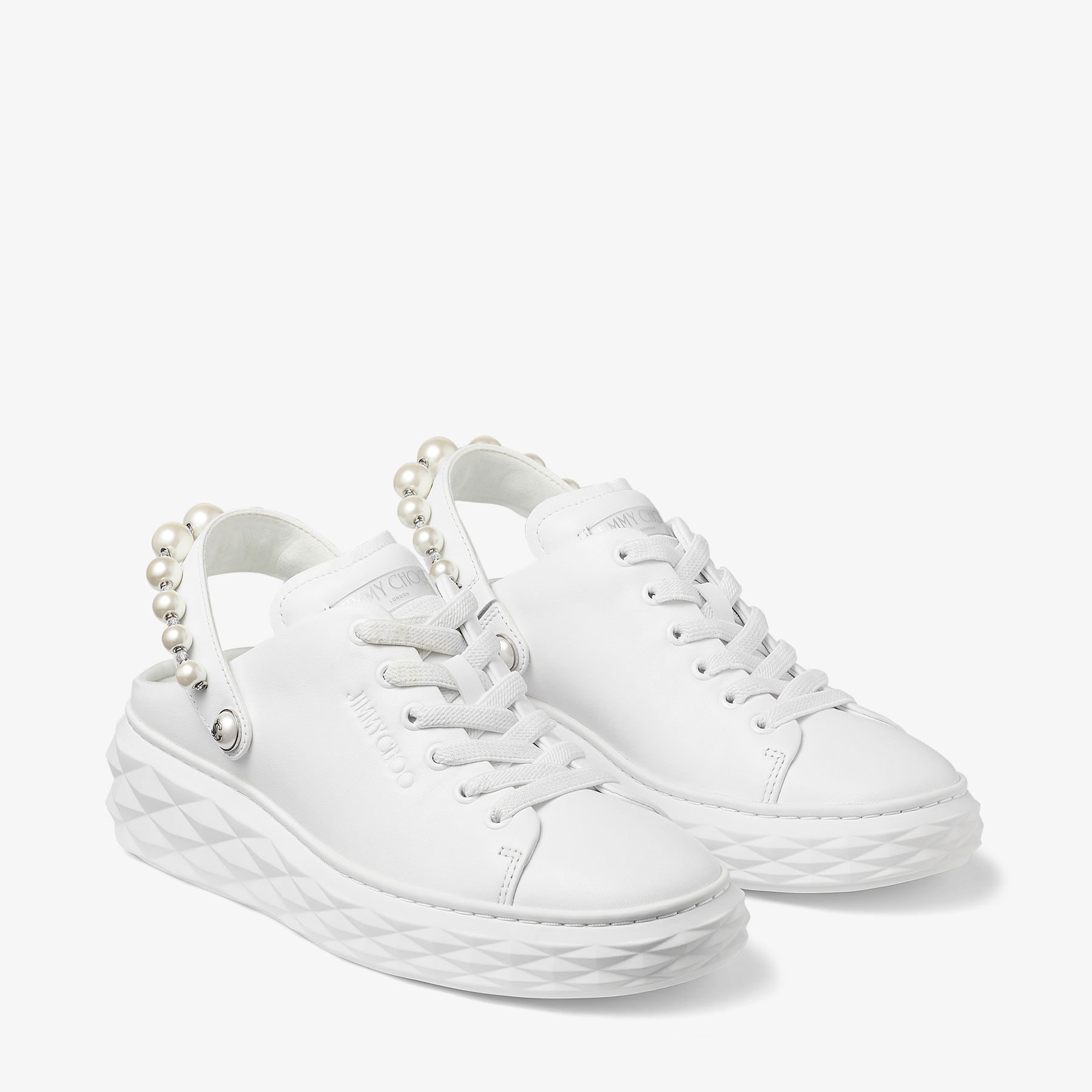 Diamond Maxi Pearl | White Diamond Quilted Nappa Leather