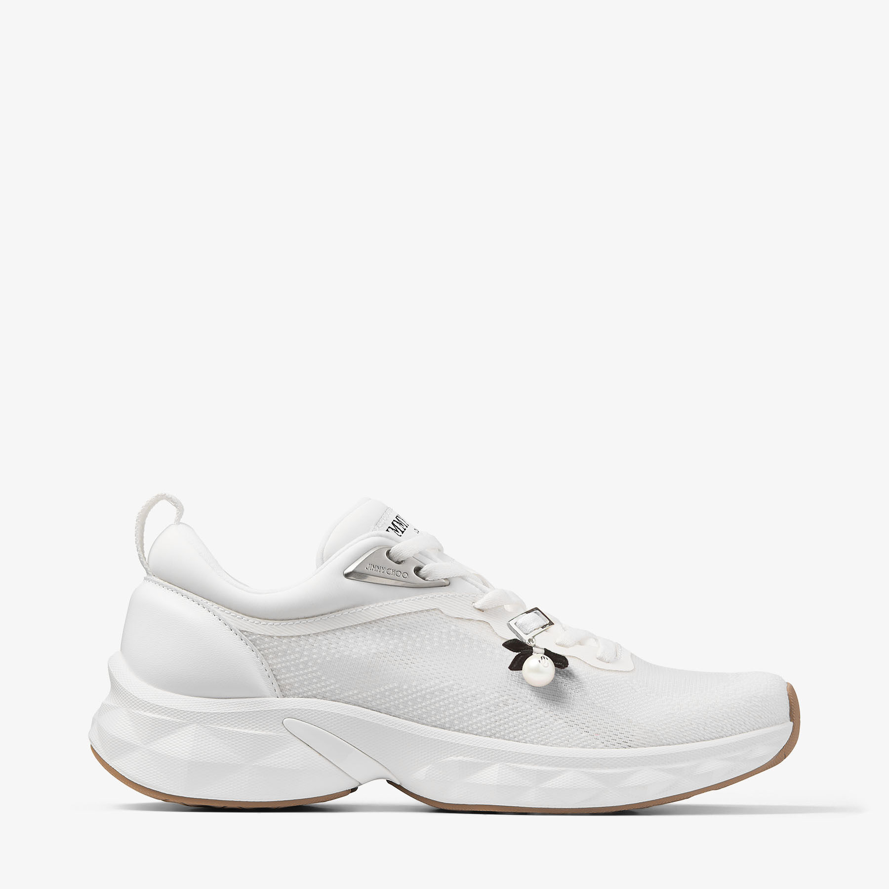 Diamond Run F | White Knit Jacquard Mix Trainers | JIMMY CHOO