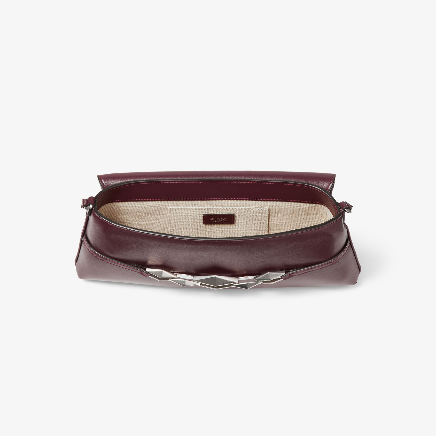★JIMMY CHOO★DIAMOND SHOULDER EAST-WEST S★Garnet Diamond Shoulder | Garnet Calf Leather Mini Bag | JIMMY CHOO