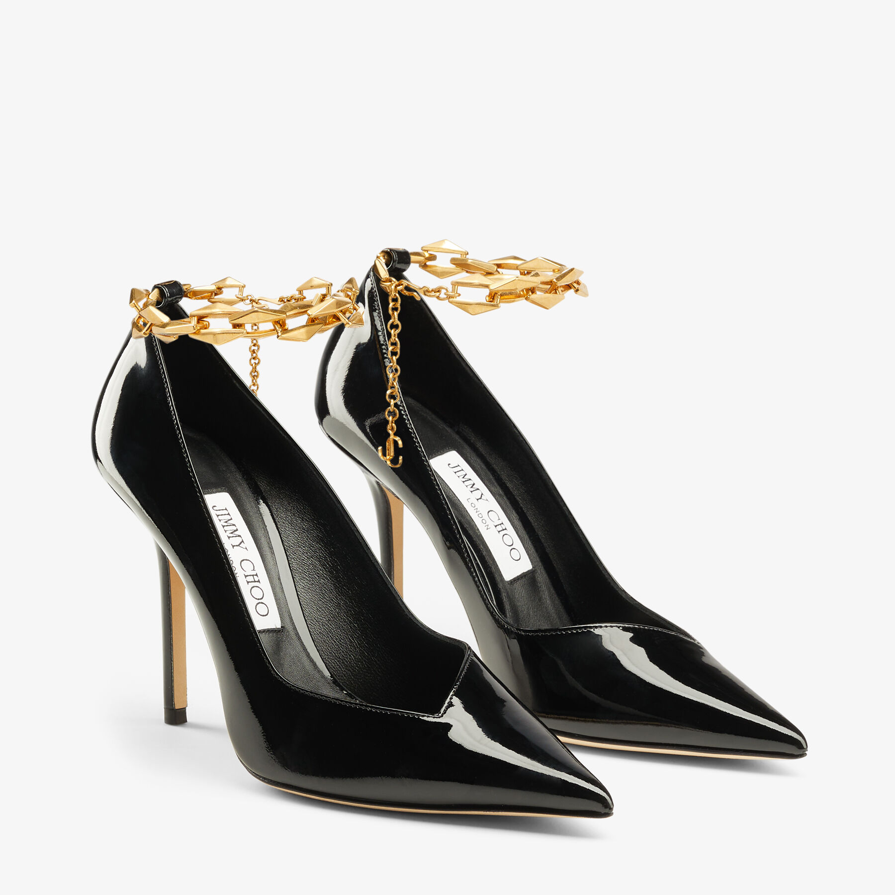 DIAMOND TALURA 100 | Black Soft Patent Leather Pumps with DIAMOND TALURA 100 | Black Soft Patent Leather Pumps with