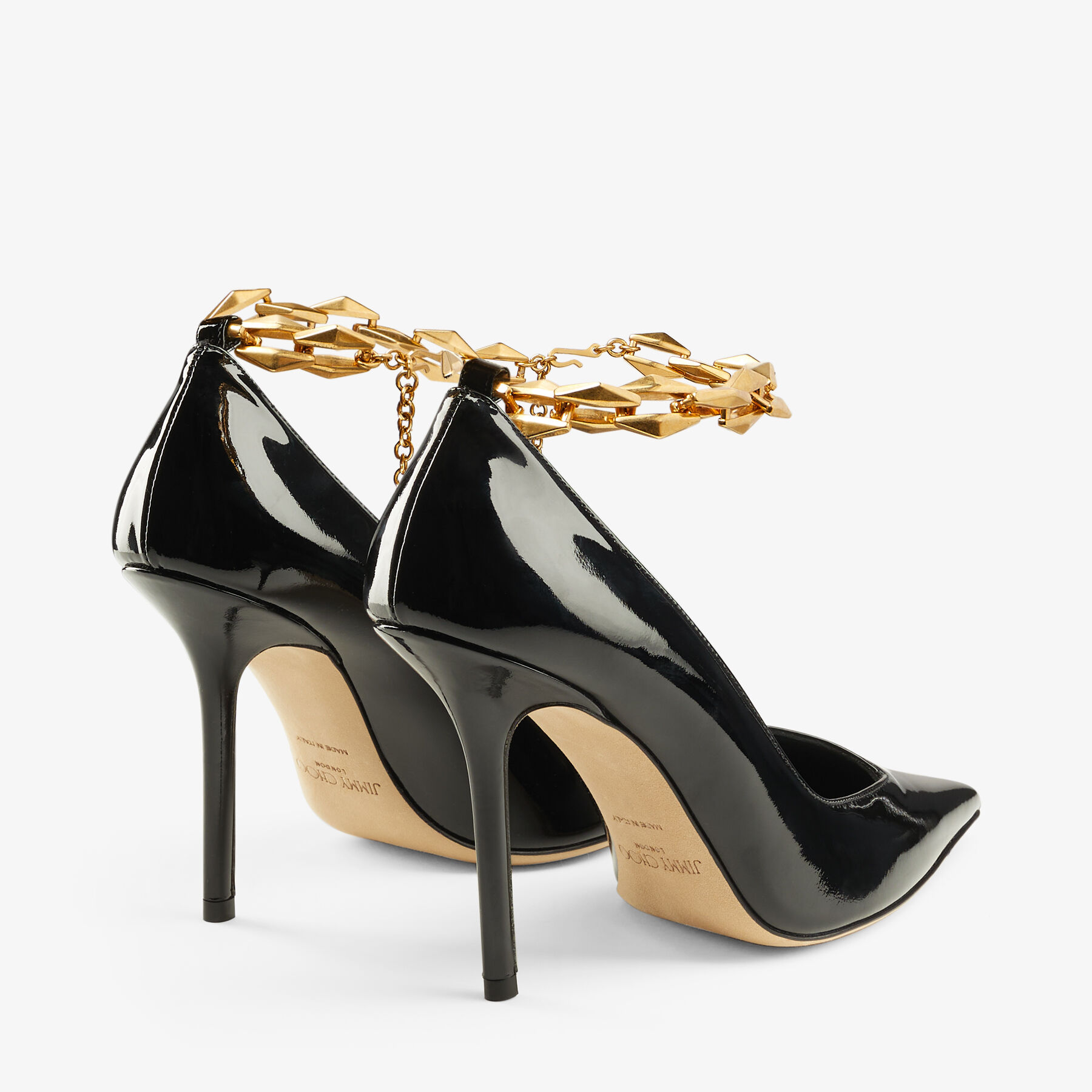 パンプス JIMMY CHOO DIAMOND SOFT PATENT LEATHER PUMPS DIAMOND TALURA 100 | Black Soft Patent Leather Pumps with