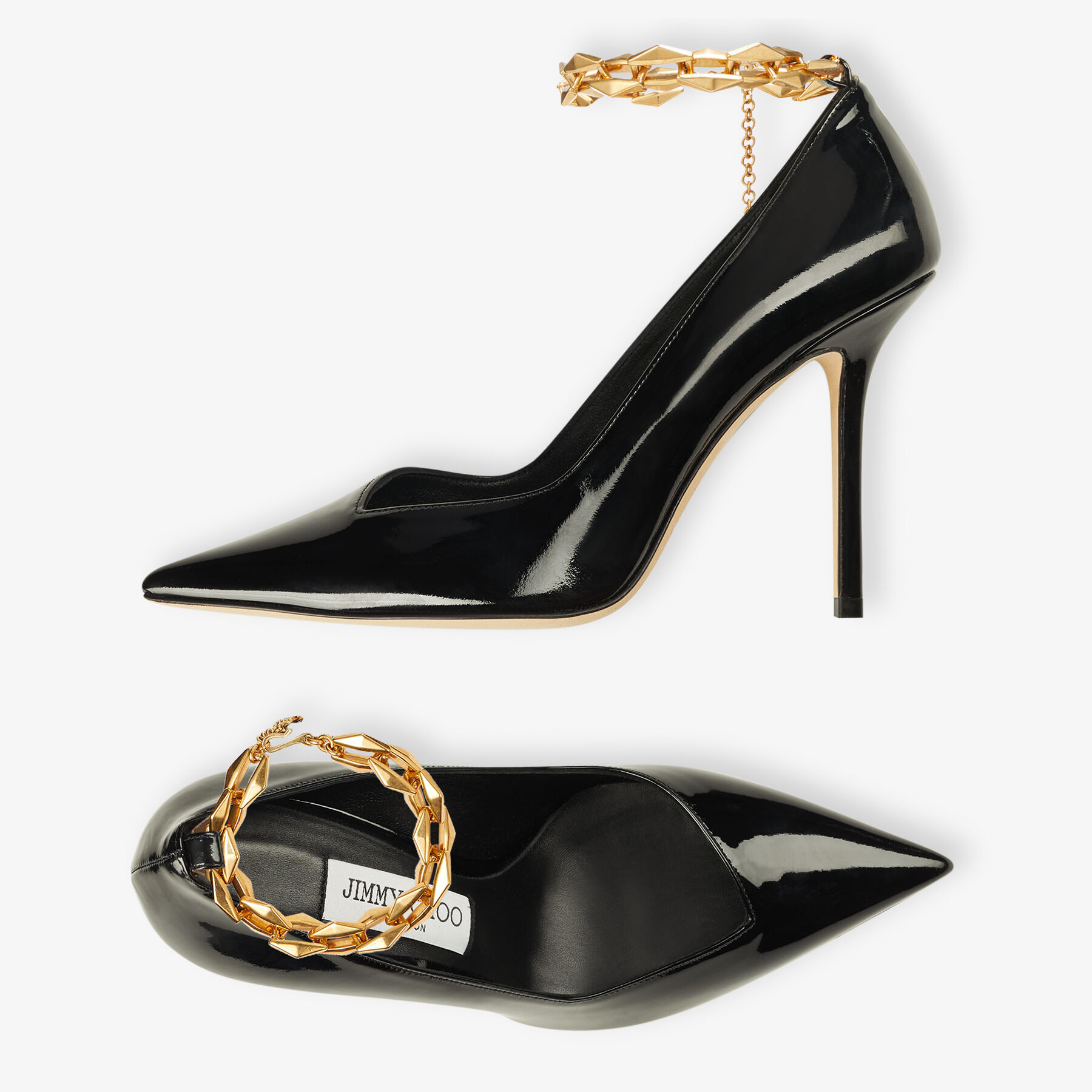 【送料&関税込】Jimmy Choo Patent Leather DACcolletAC JIMMY CHOO Azia 95 patent-leather sandals | NET-A-PORTER