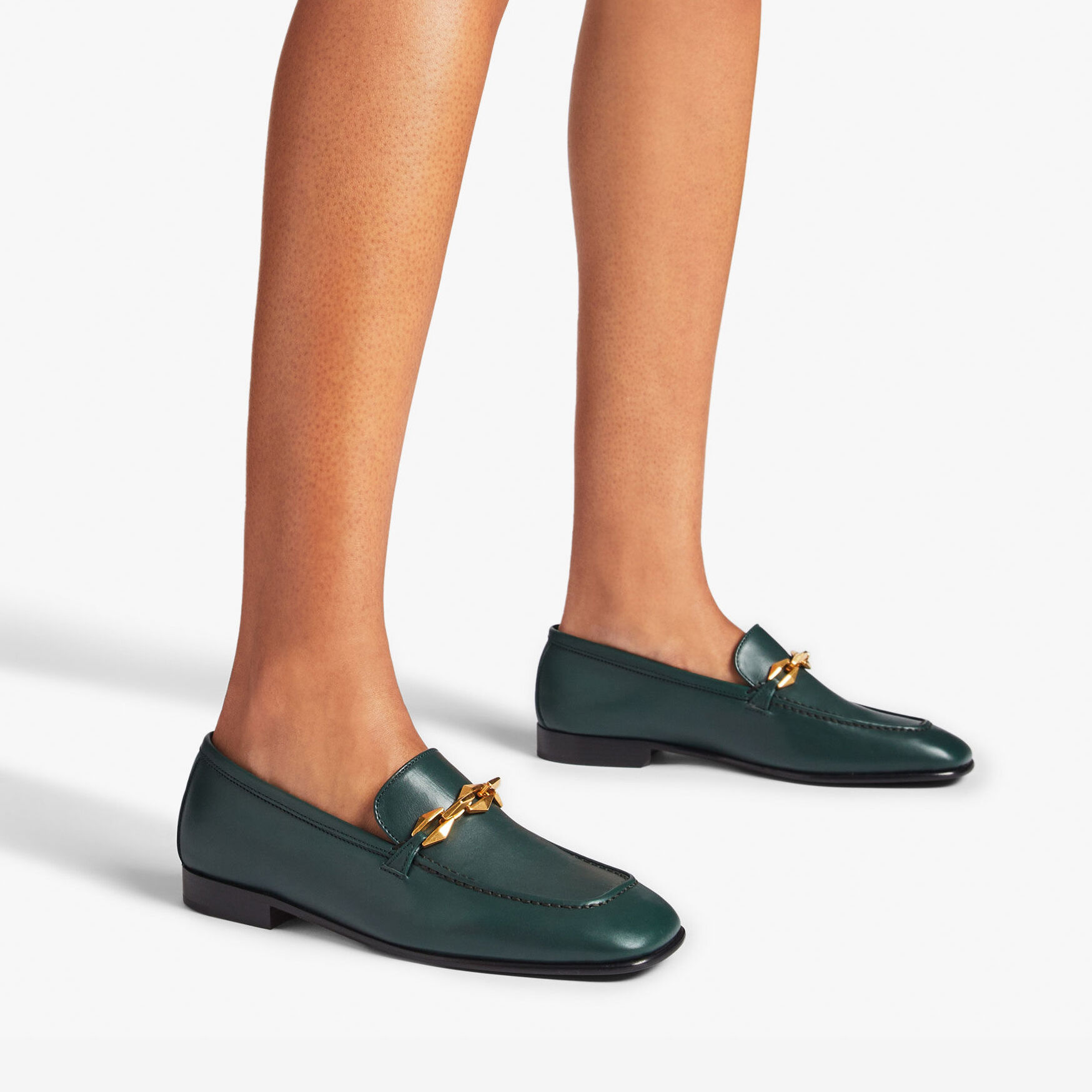 Diamond Tilda Loafer | Dark Green Calf Leather Loafers with