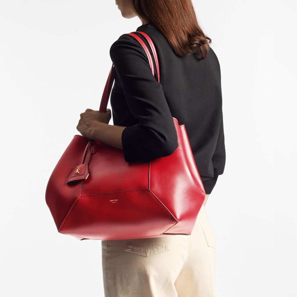 Diamond | Ruby Red Calf Leather Tote Bag | JIMMY CHOO AU