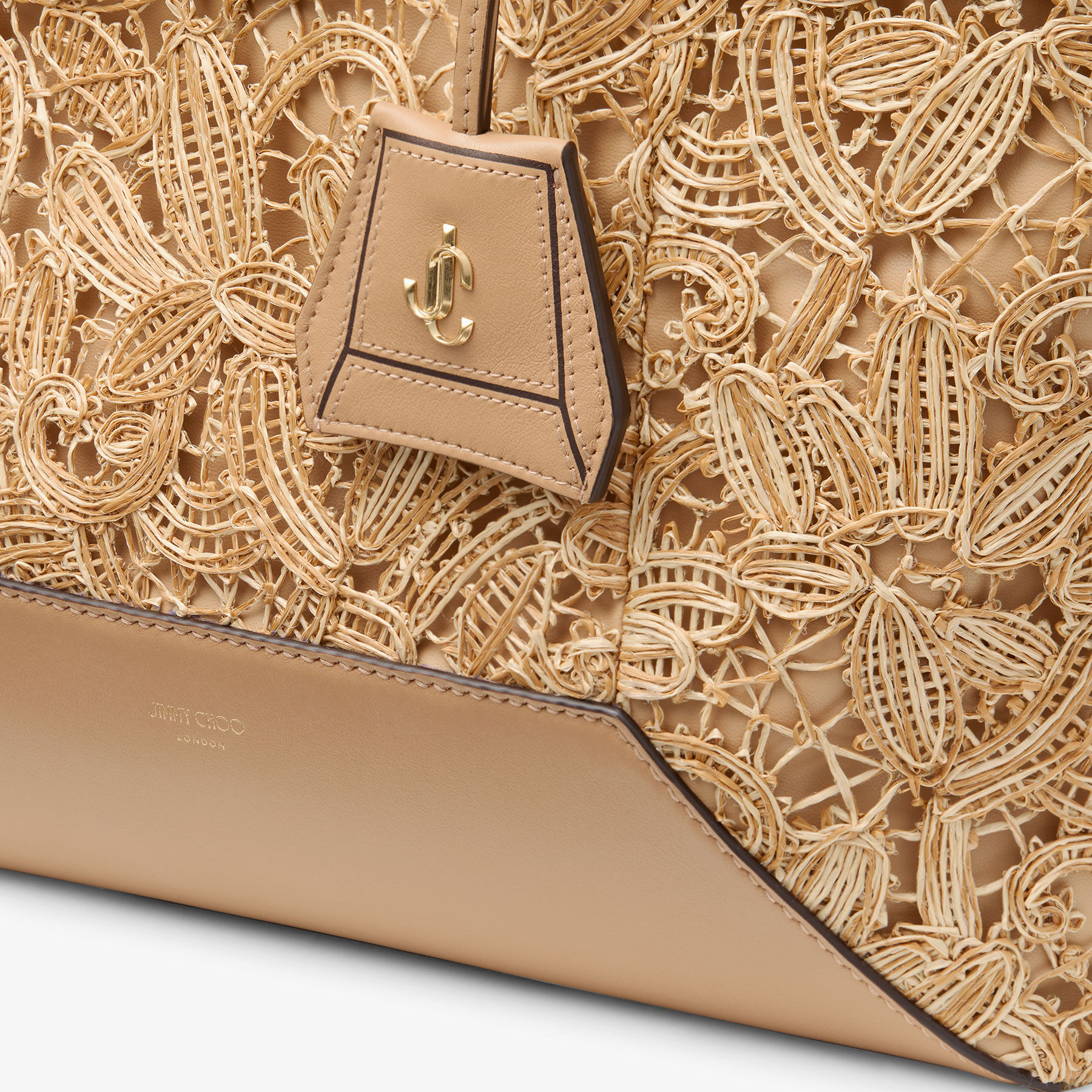 Diamond Tote Medium | Bolso tote en rafia natural tejida con