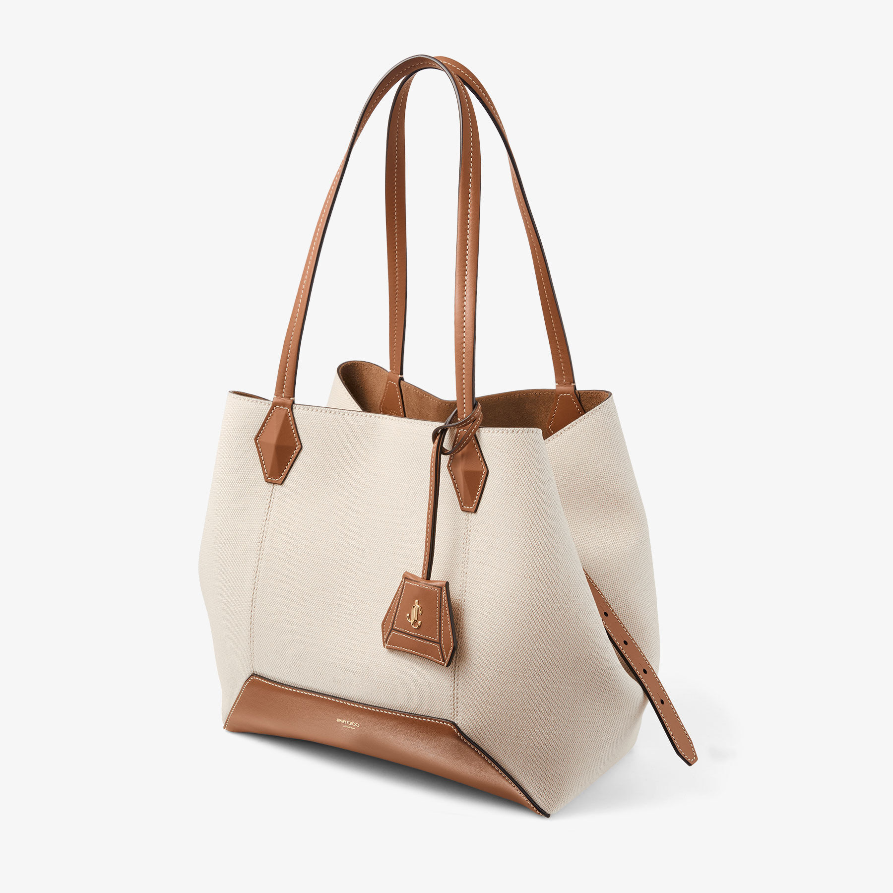 Diamond Tote M | Natural and Tan Recycled Canvas Tote Bag with