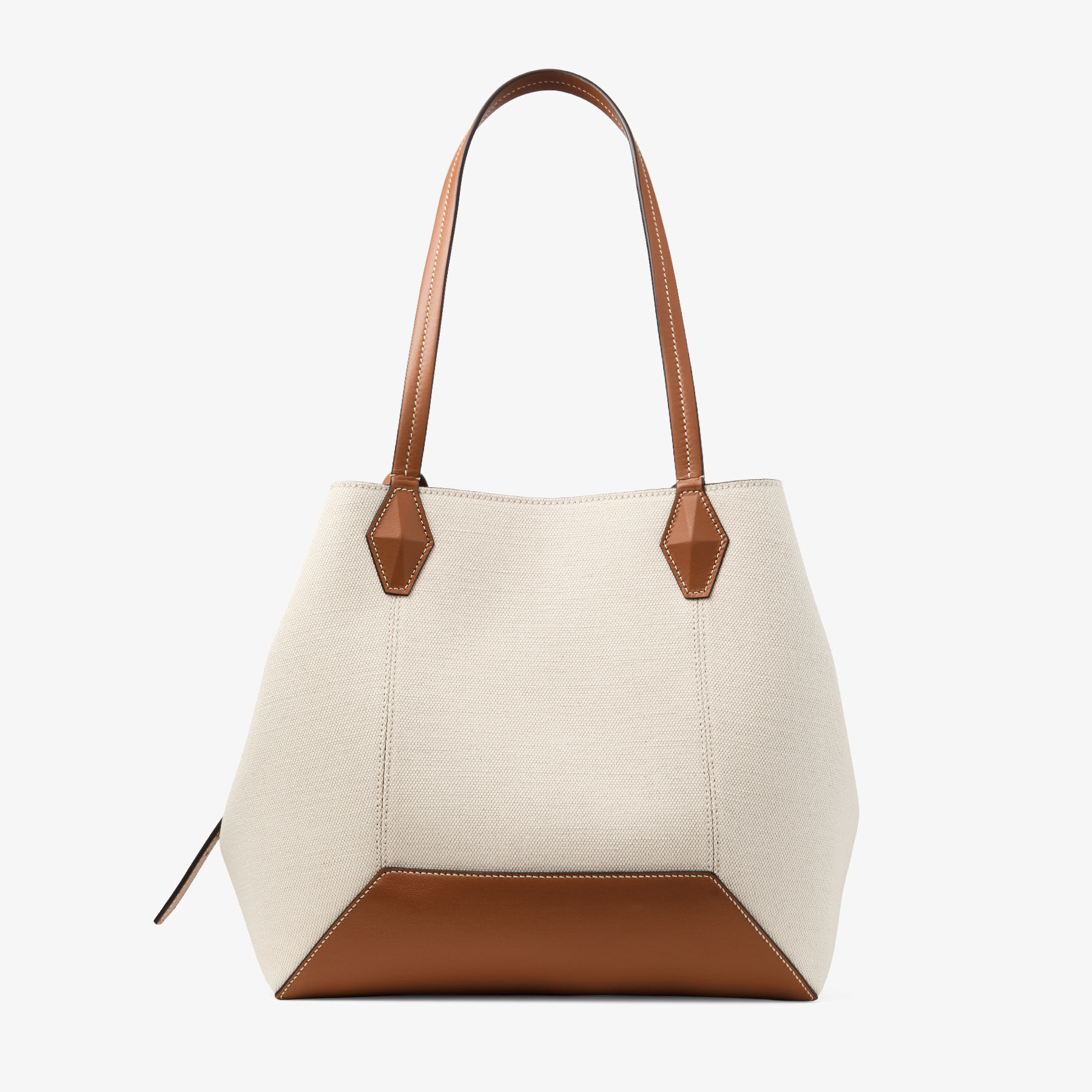 Diamond Tote M | Natural and Tan Recycled Canvas Tote Bag with