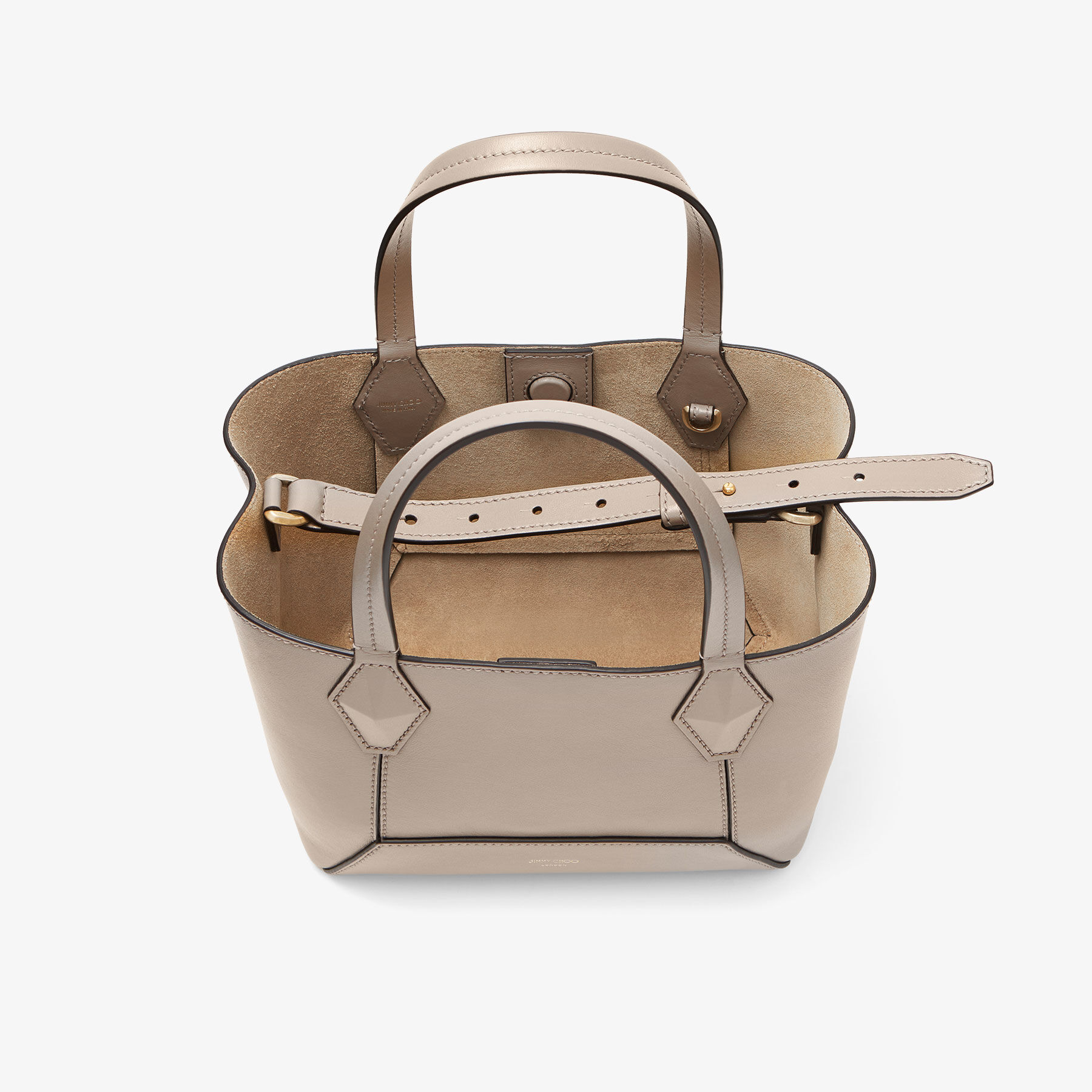 Diamond |Taupe Calf Leather Tote Bag | JIMMY CHOO