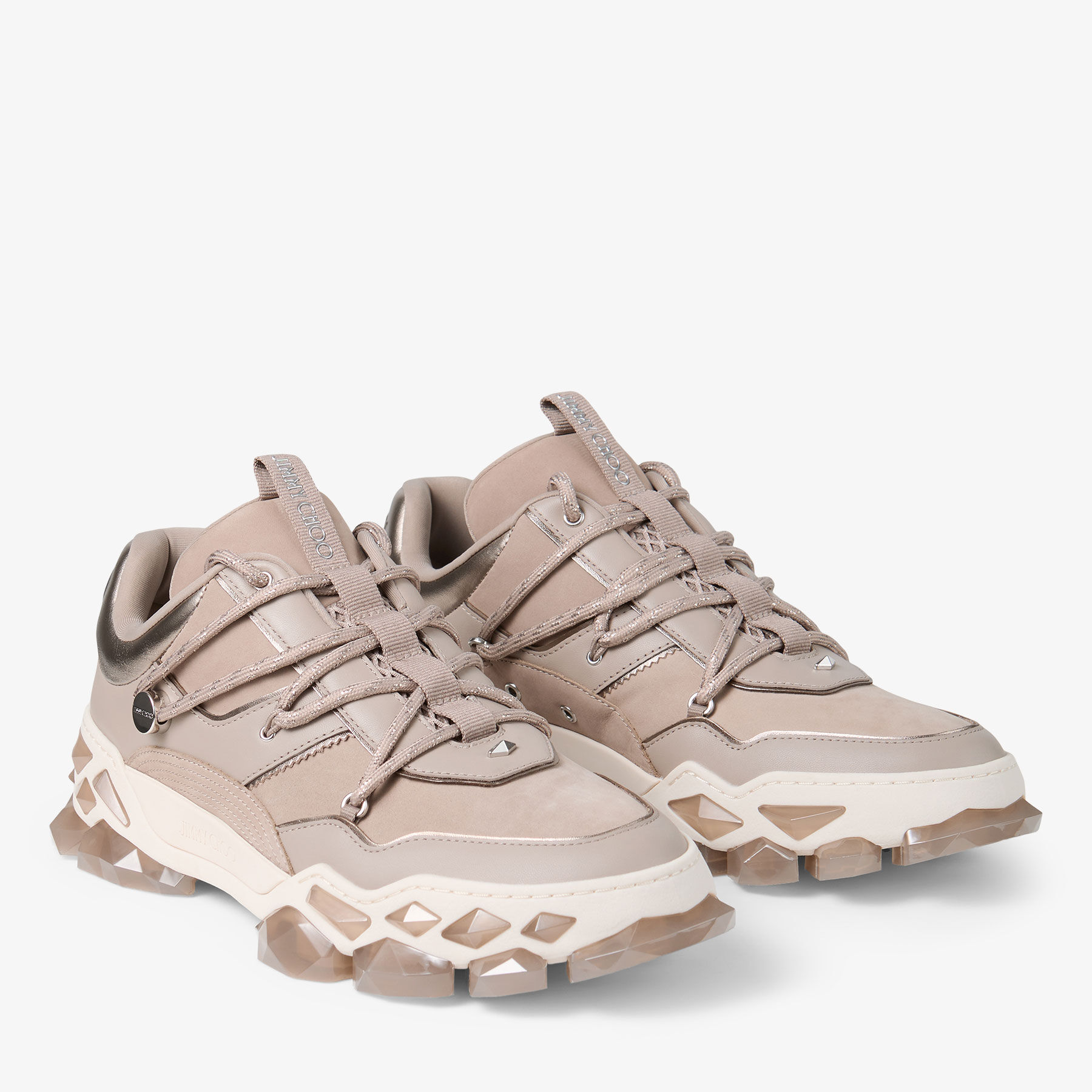 靴 JIMMY CHOO Diamond X II/M |Taupe Leather Trainers | JIMMY CHOO