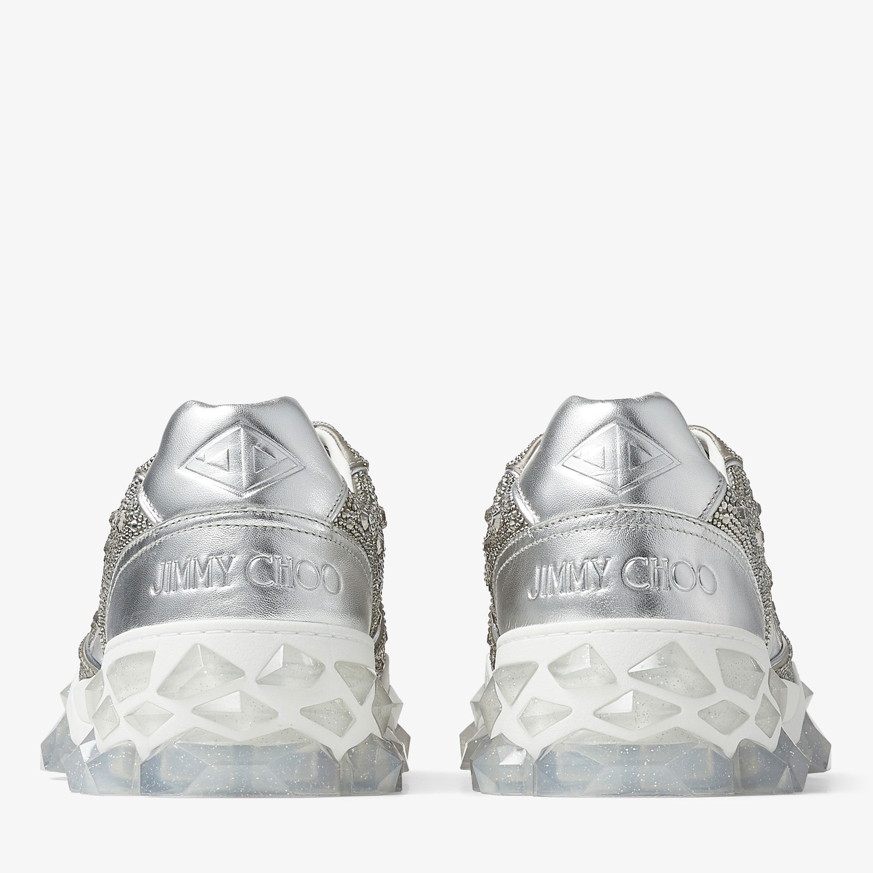 JIMMY CHOO の靴♪ ★ DIAMOND X STRAP M ★ シルバークリスタル Silver Satin Low Top Trainers with Crystal Embellishment and