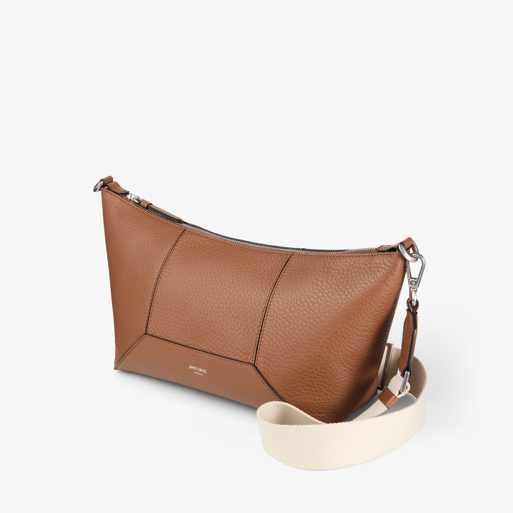 Diamond Zip Crossbody | Tan Soft Grainy Leather Crossbody Bag