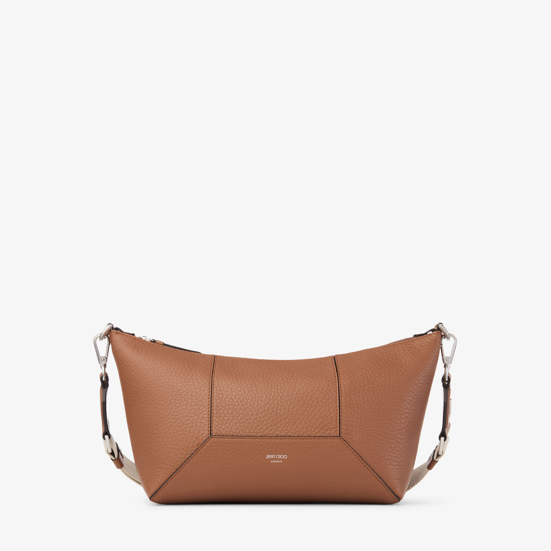 Diamond Zip Crossbody | Tan Soft Grainy Leather Crossbody Bag