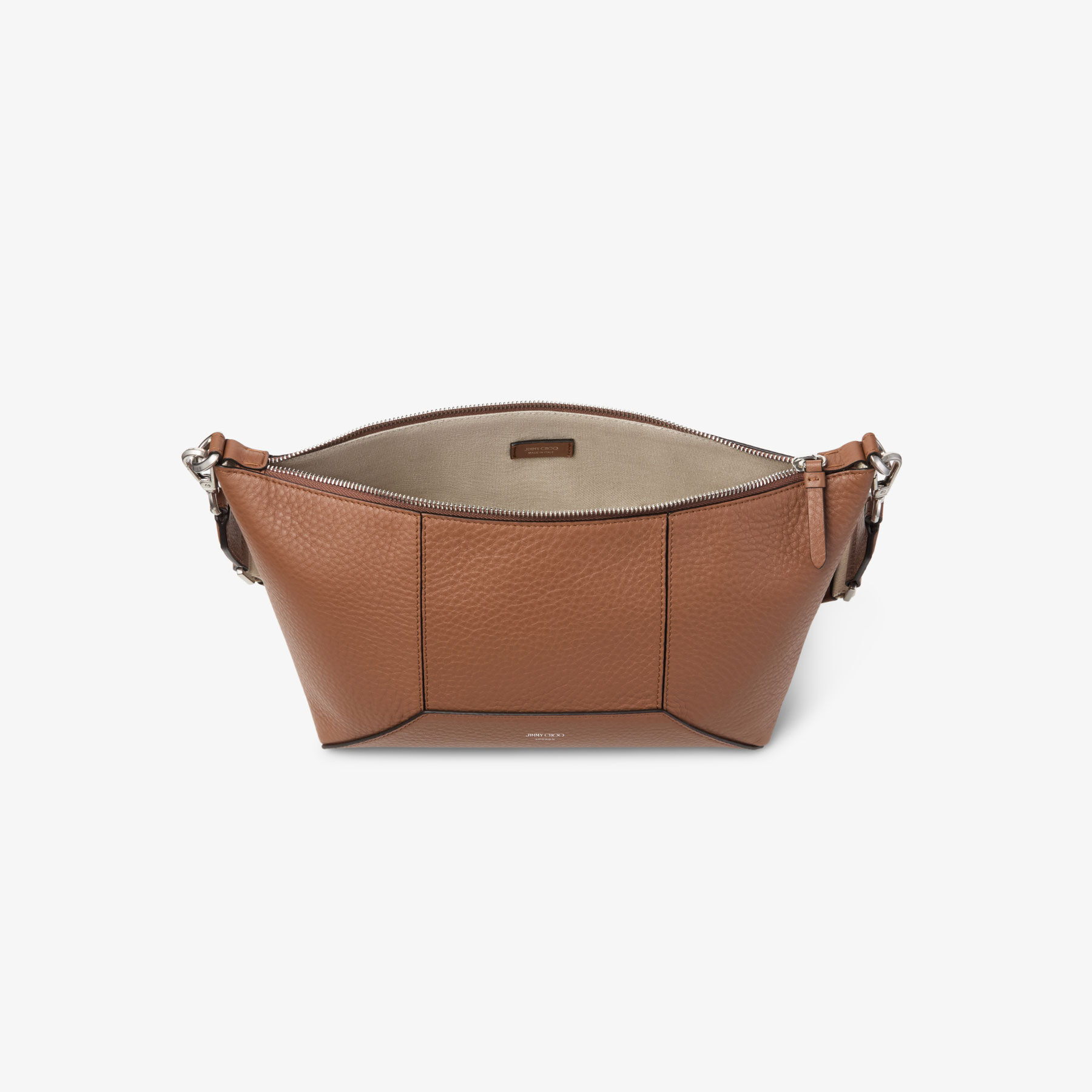 Diamond Zip Crossbody | Tan Soft Grainy Leather Crossbody Bag