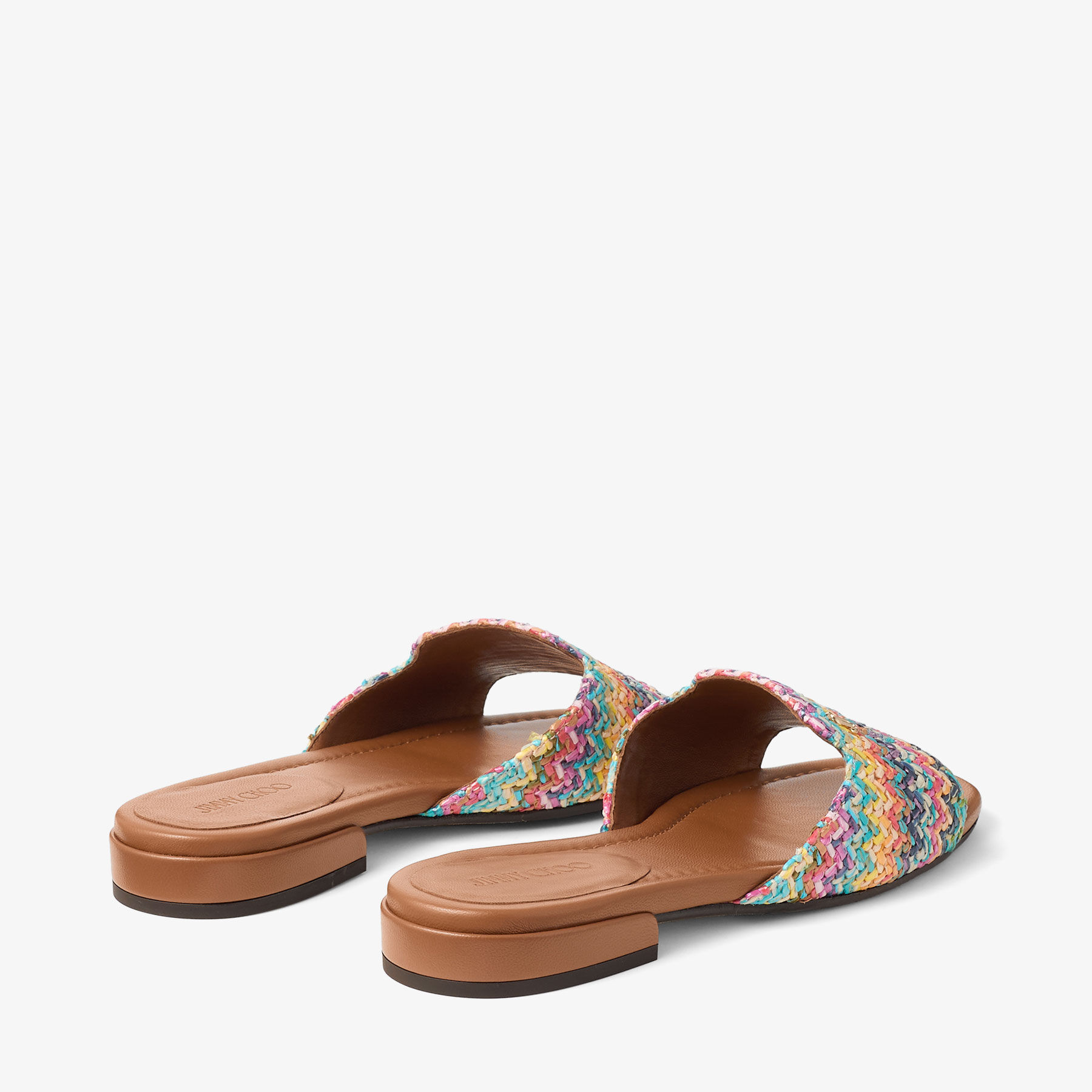 Dina Flat | Multi Chevron Raffia Flats | JIMMY CHOO