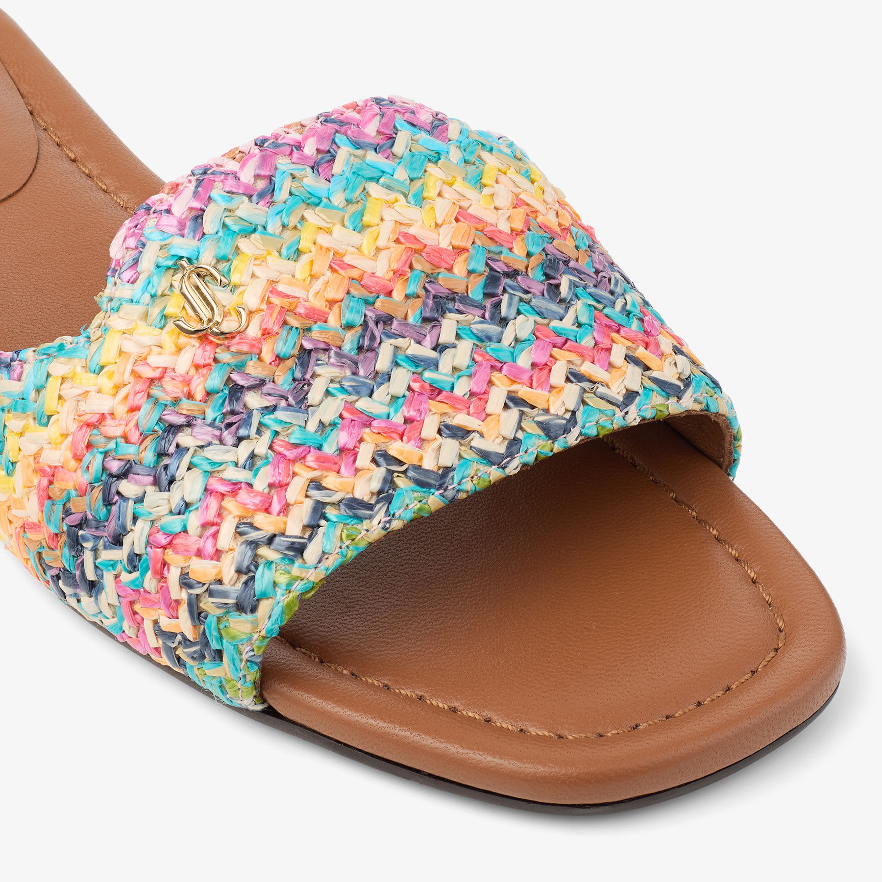 Dina Flat | Multi Chevron Raffia Flats | JIMMY CHOO