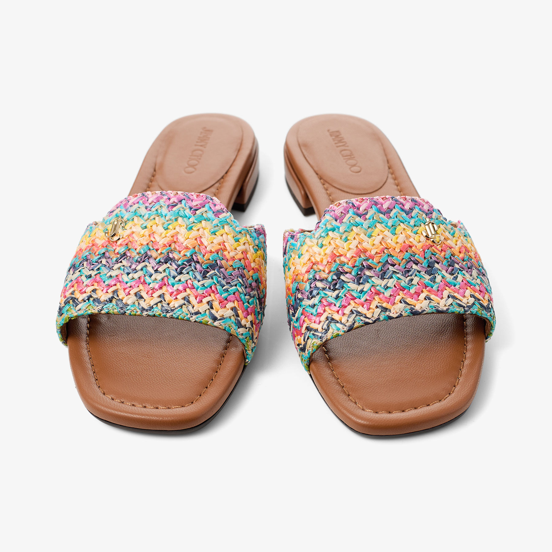 未使用　JIMMY CHOO RALI FLAT 37 Dina Flat | Multi Chevron Raffia Flats | JIMMY CHOO