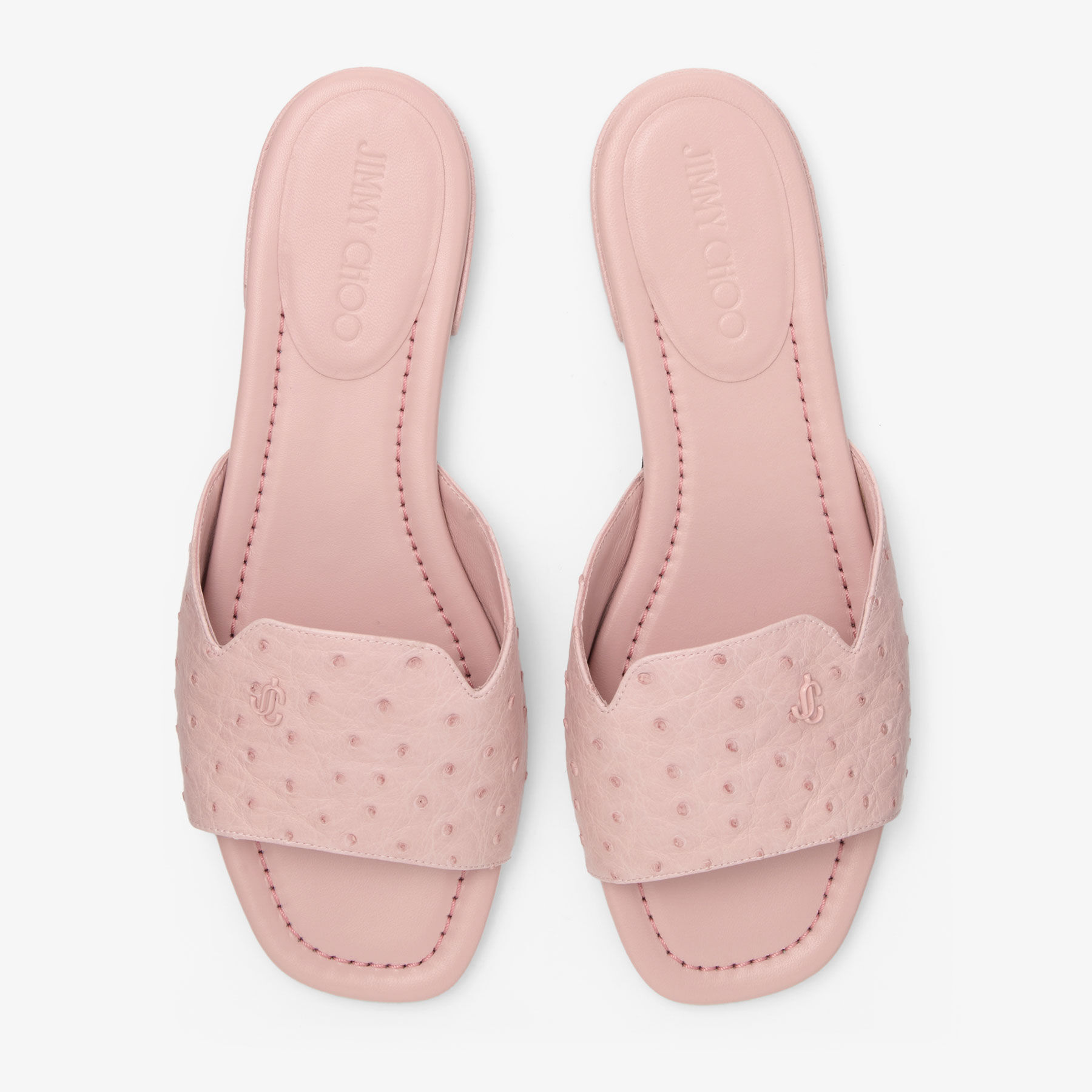 Dina Flat | Rose Ostrich Leather Flats | JIMMY CHOO