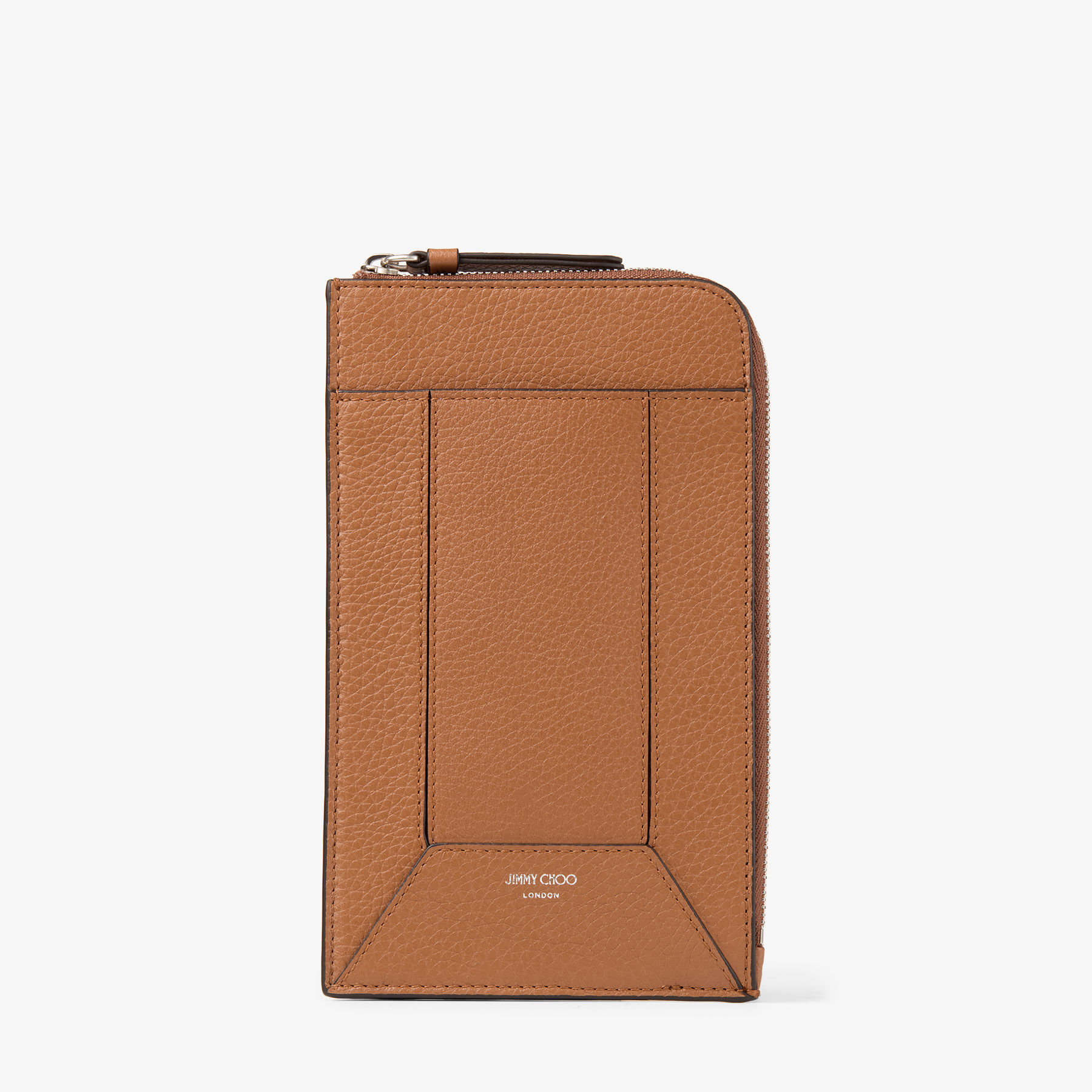 DM Zip Phone Holder M |Tan Grainy Calf Leather Phone Holder