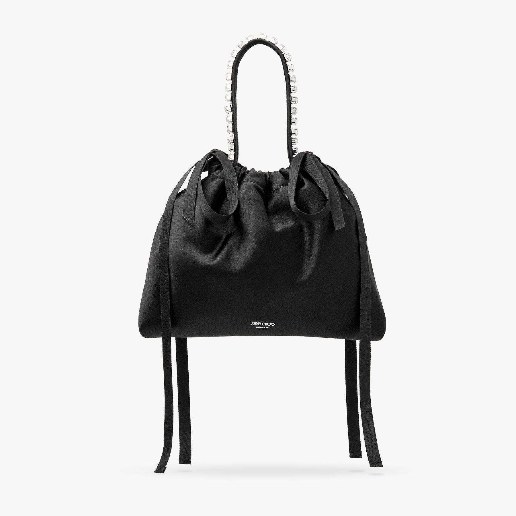 JIMMY CHOO ブラックパーティーバッグ NWT NEW Jimmy Choo Cheri Black leather crystal buckle evening
