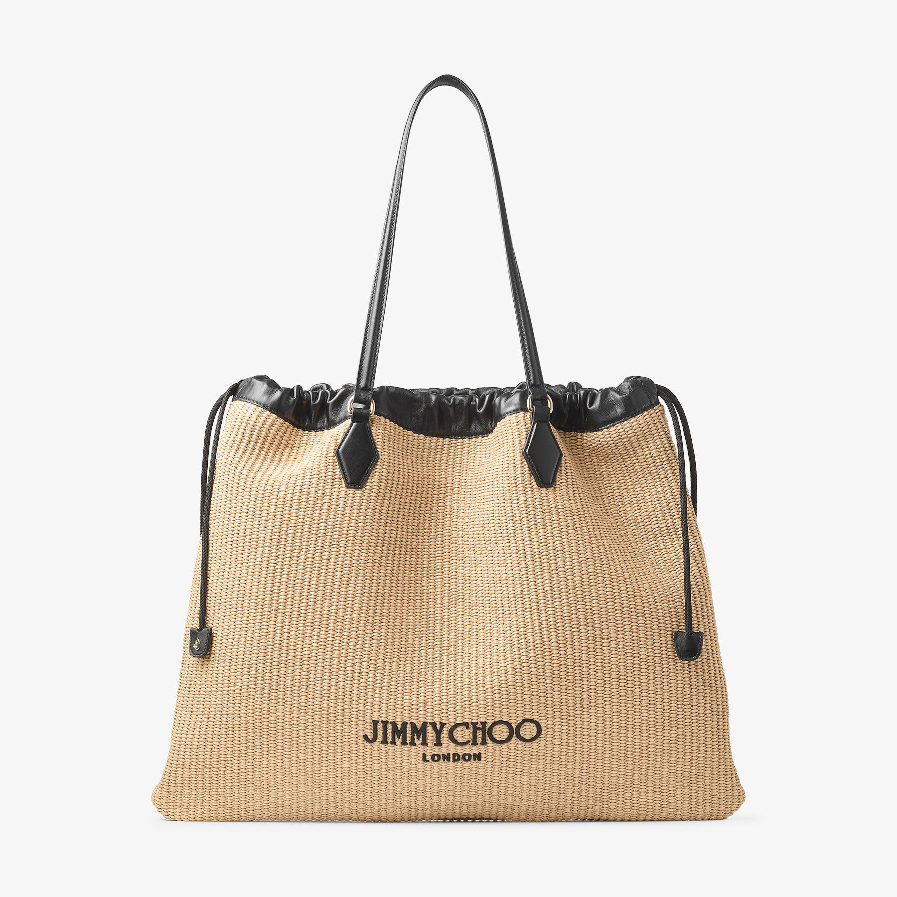 Drawstring Tote Large | Natural Soft Raffia Tote Bag with Smooth