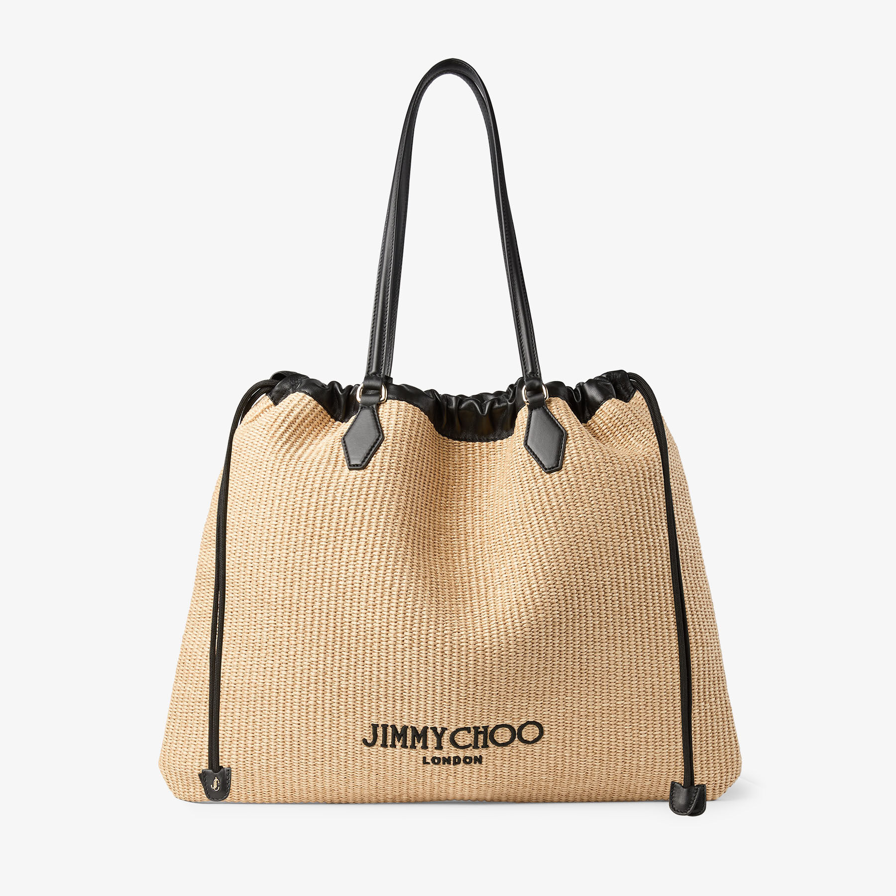 Drawstring Tote Large | Natural Soft Raffia Tote Bag with Smooth