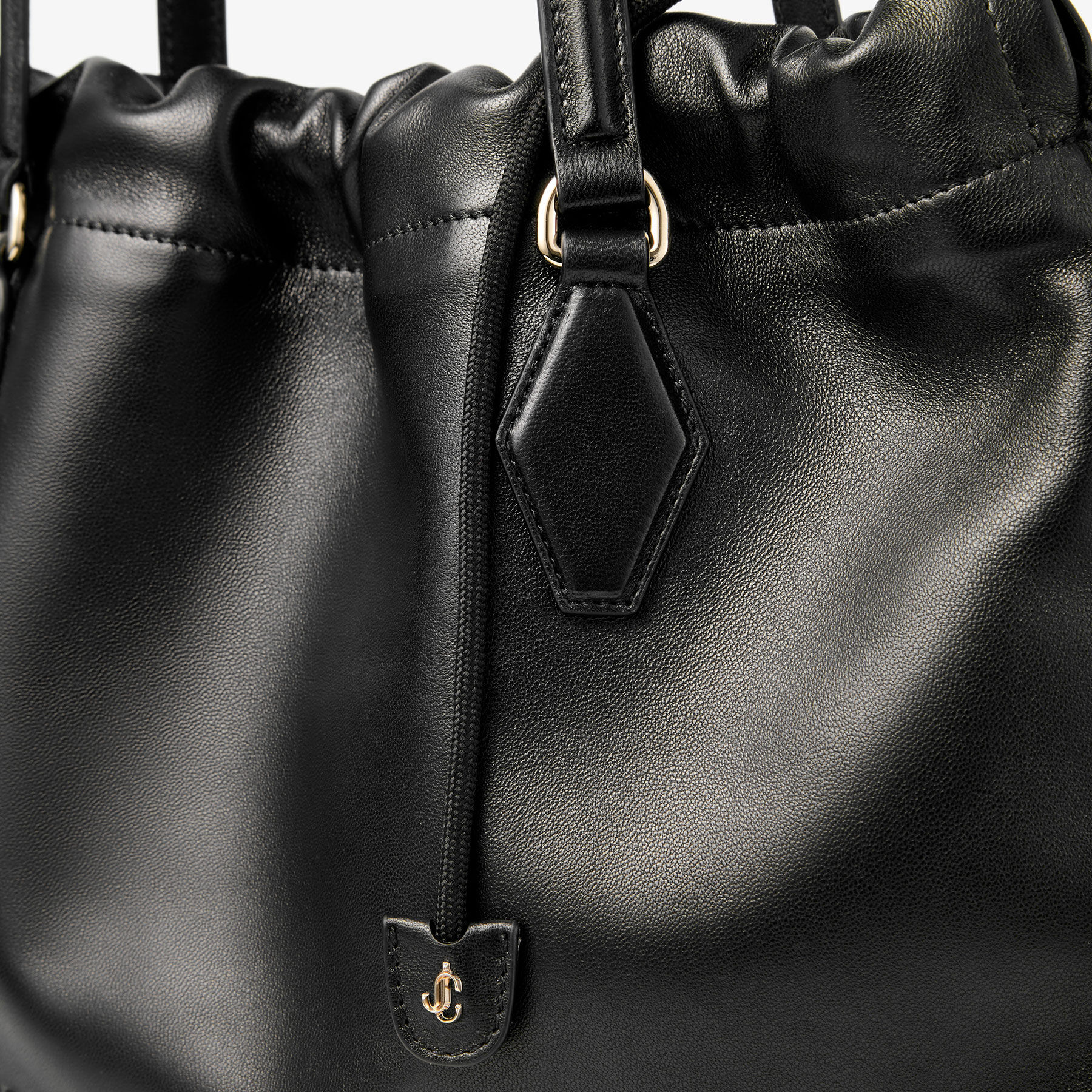 トートバッグ Jimmy Choo Jimmy Choo Bags.. (DRAWSTRINGTOTE LZKP001463) Drawstring Tote L |Black Nappa Leather Drawstring Tote with