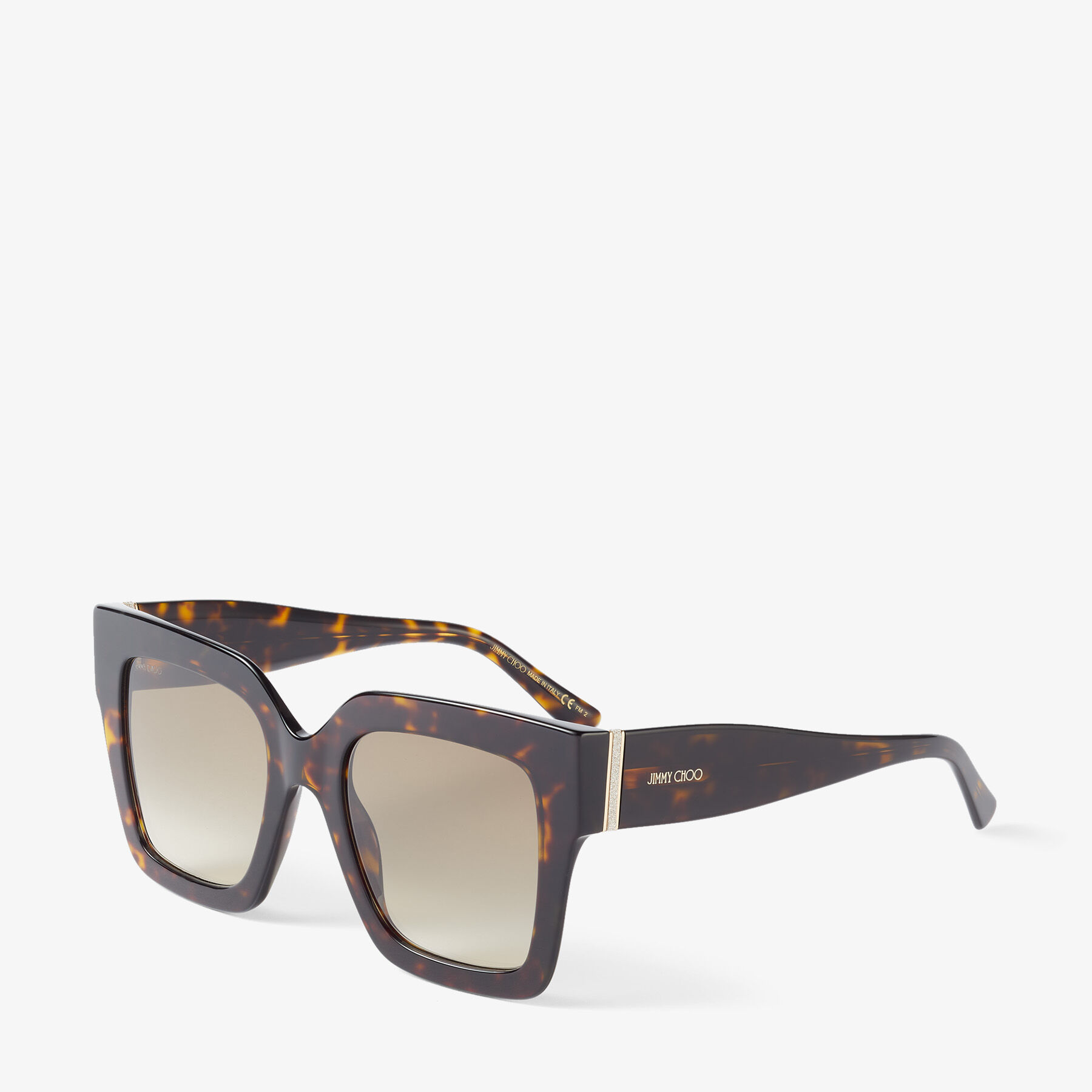 海外限定 【Jimmy Choo】 EDNA グリッター サングラス ブラウン Brown Havana Square-Frame Sunglasses with Glitter | EDNA/S