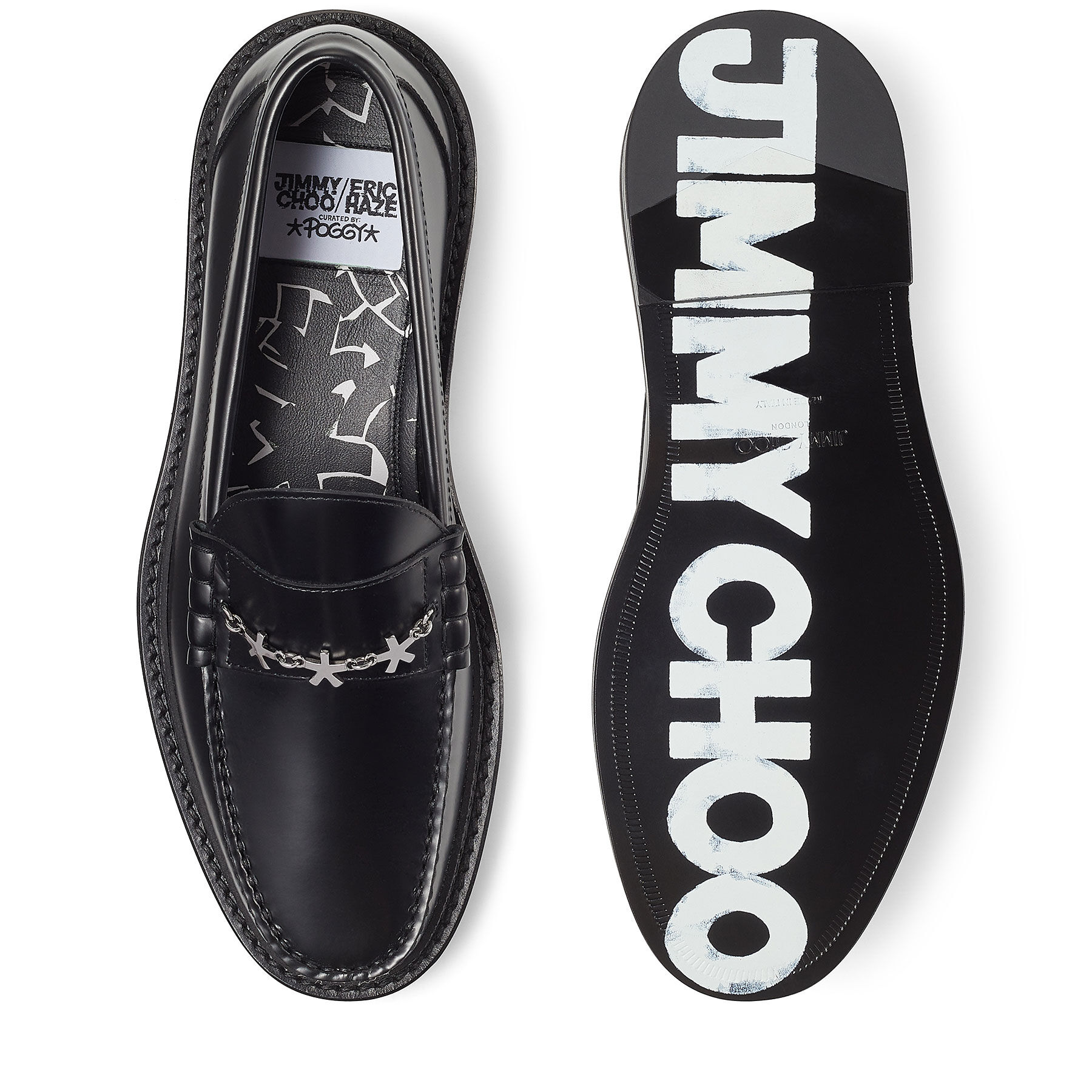 Black Box Calf Loafers with Eric Haze Star Chain | EZRA/M