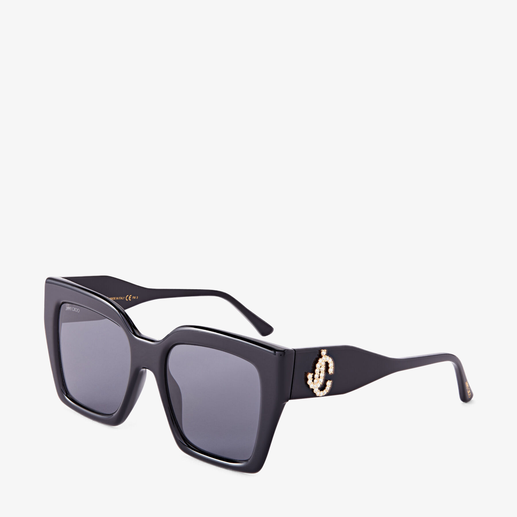 Black Square-Frame Sunglasses with Crystal-Embellished JC