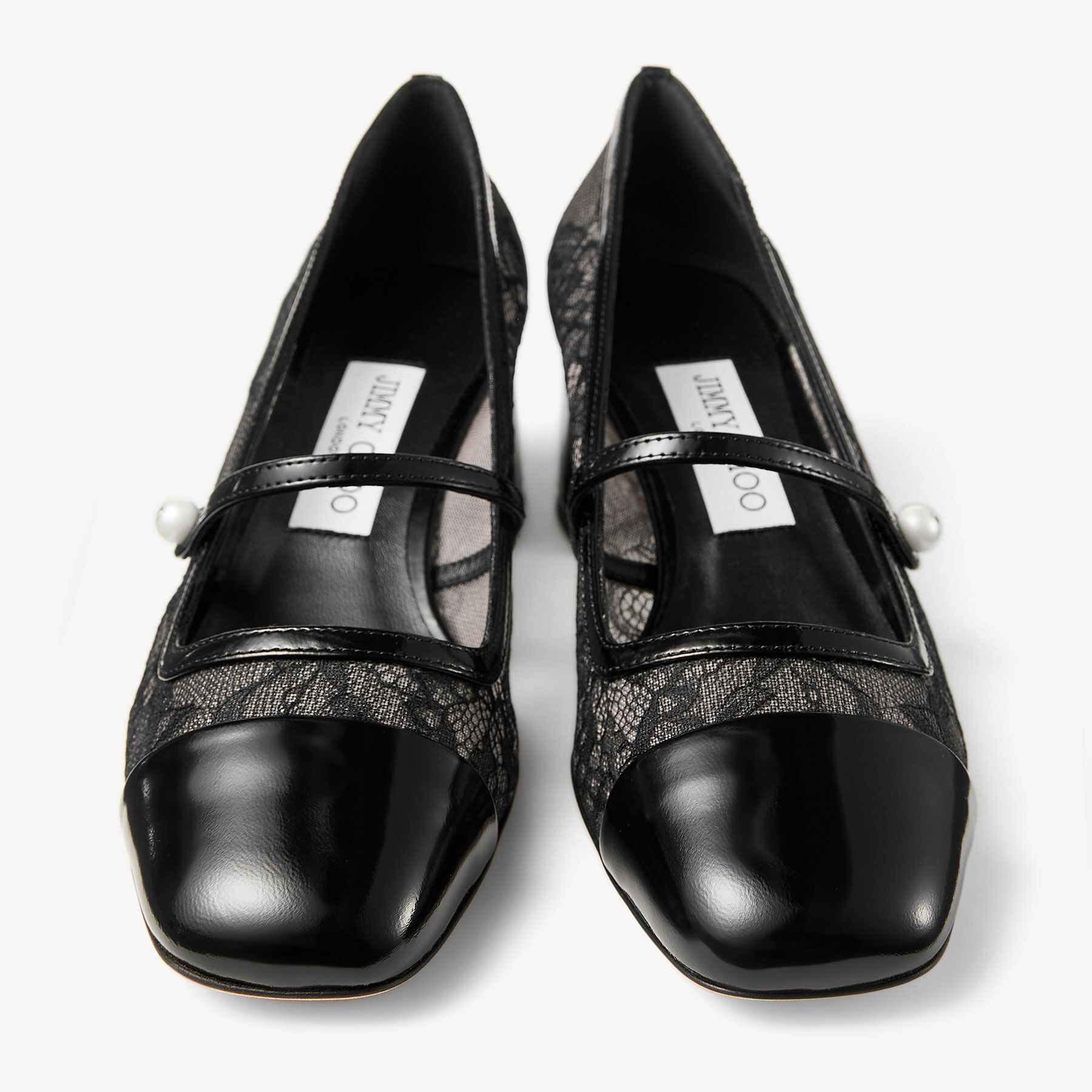 JIMMY CHOO エリサ 45 ブラック ストラップパンプス ELISA 45 | Black Nappa and Patent Leather Pumps | Summer