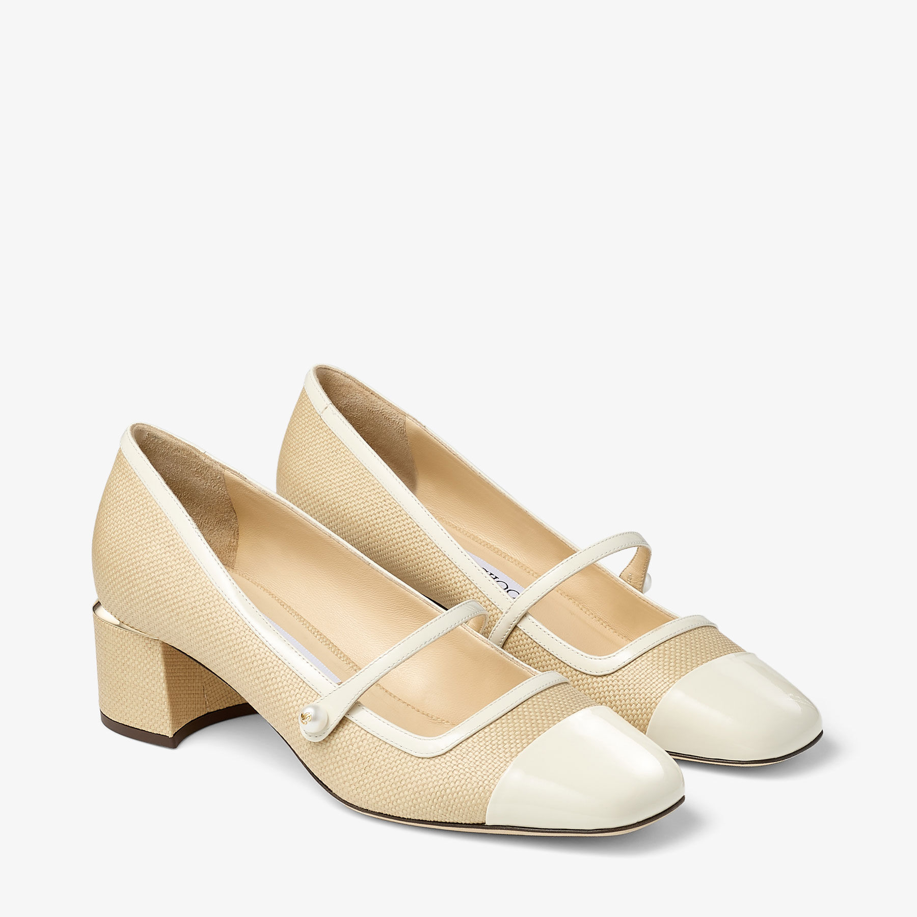 Elisa 45|Latte/Natural Patent Leather Pumps| JIMMY CHOO