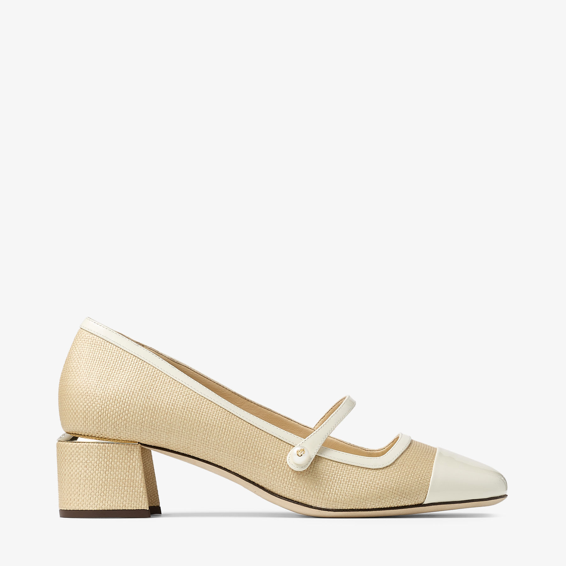 Elisa 45|Latte/Natural Patent Leather Pumps| JIMMY CHOO