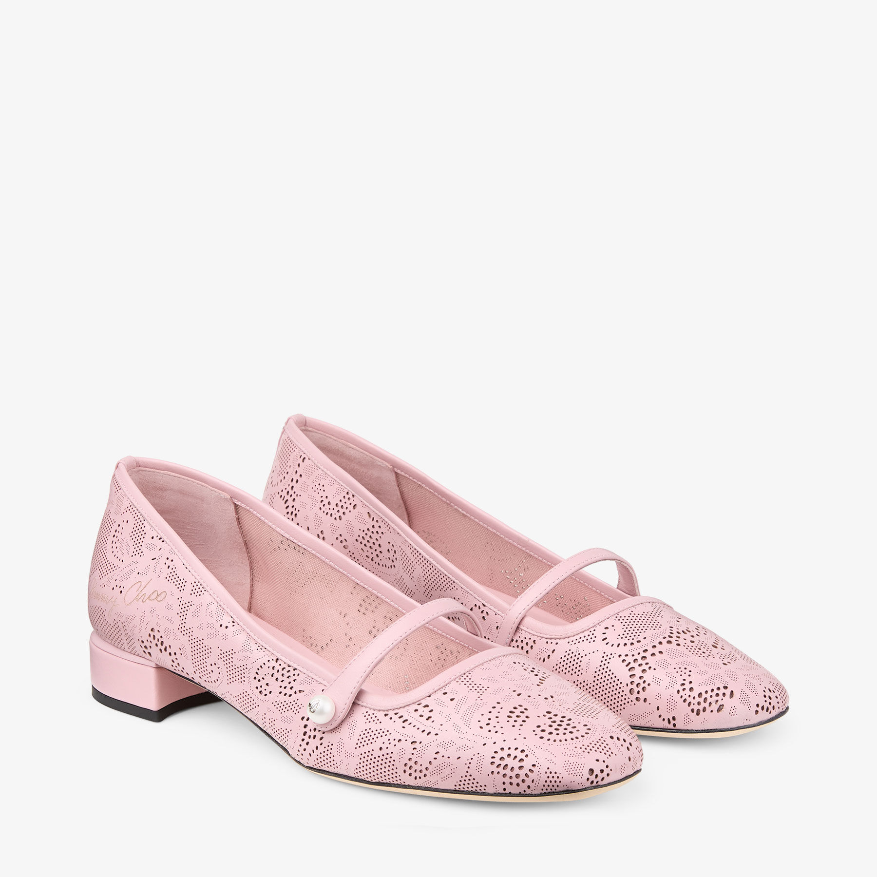Elisa Ballerina | Rose Jimmy Choo Perforated Nappa Lace Ballerina