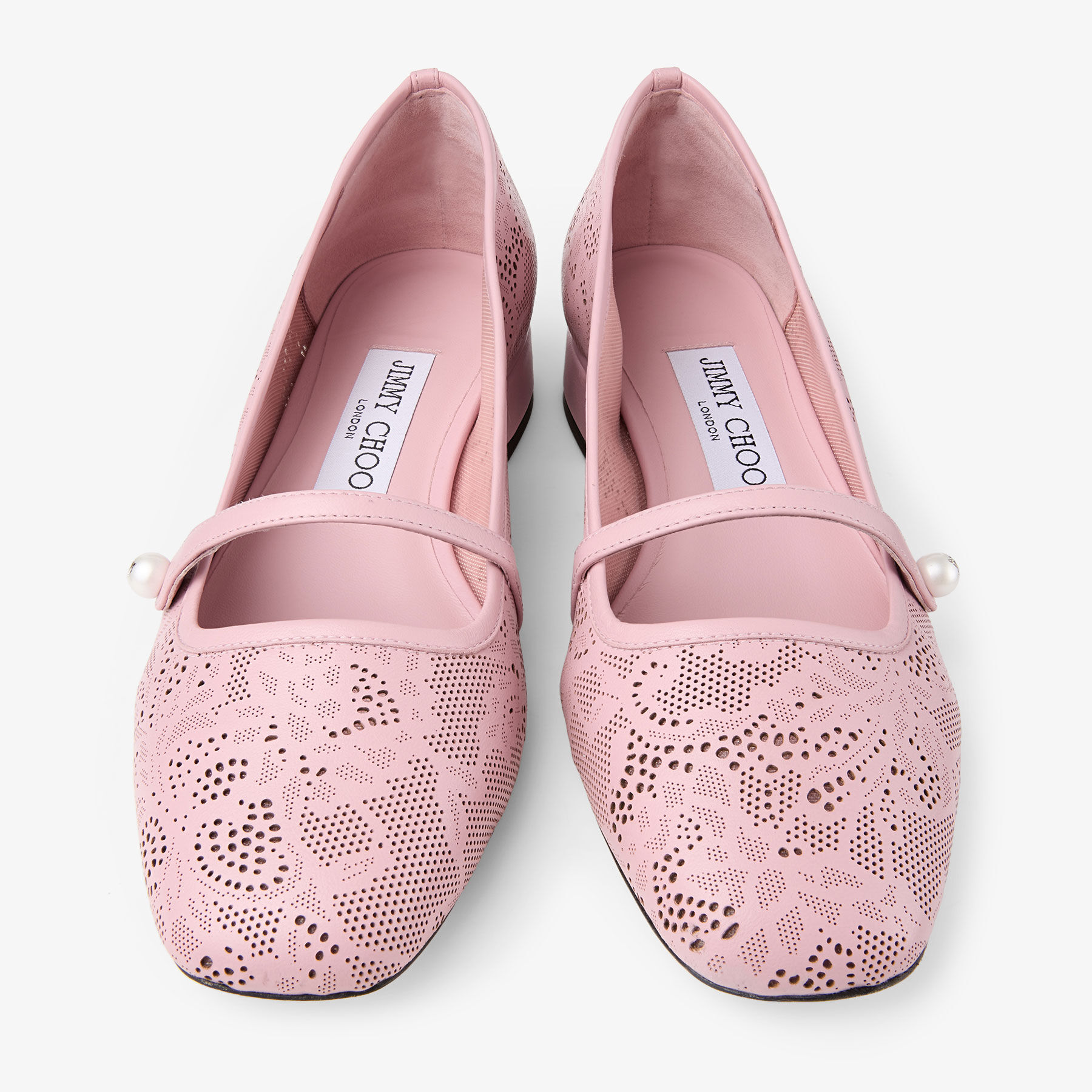 Elisa Ballerina | Rose Jimmy Choo Perforated Nappa Lace Ballerina