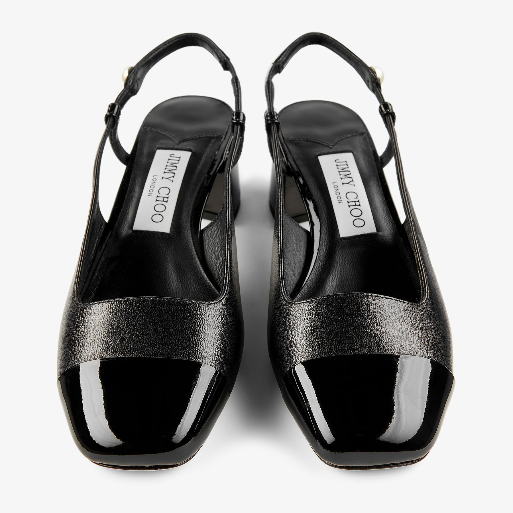 Elisa Sling Back 45 | Black Patent and Nappa Leather Pumps