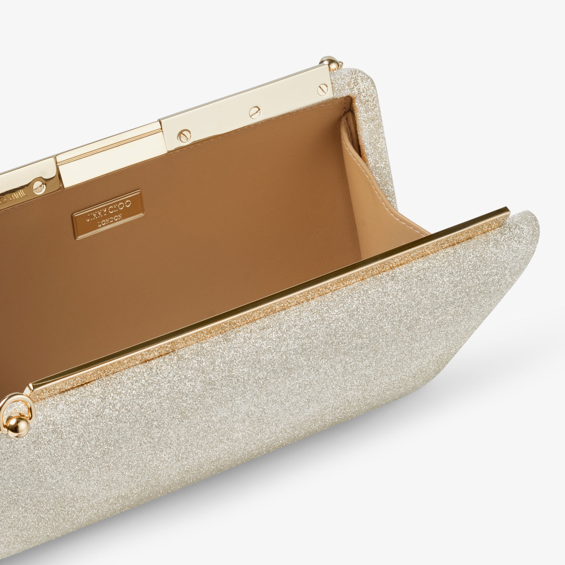 Platinum Ice Dusty Glitter Clutch Bag | Ellipse | Spring