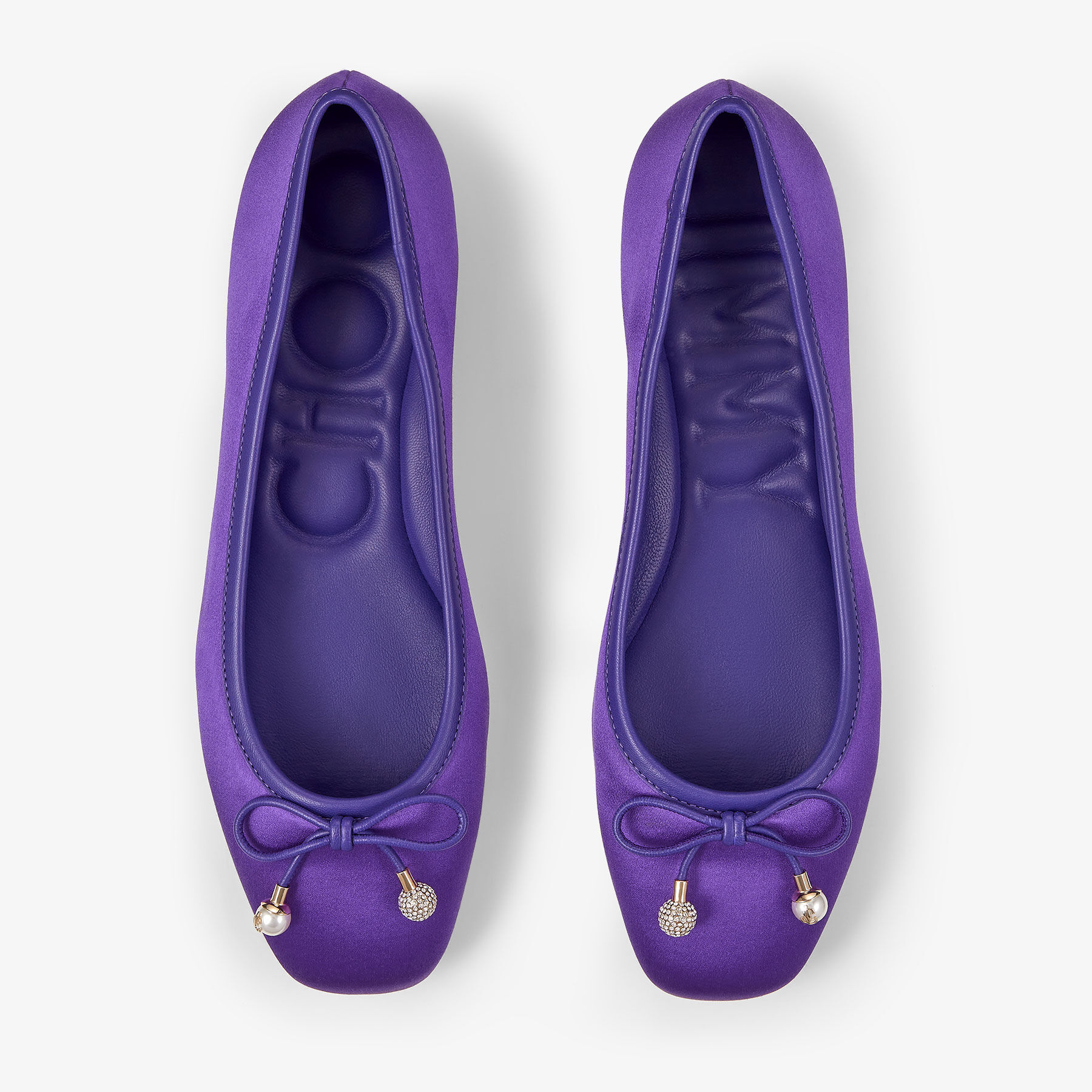 バレエシューズ Jimmy Choo Ballerina Elme Flat In Pelle ELME FLAT | Black Nappa Leather Flats with Pearl