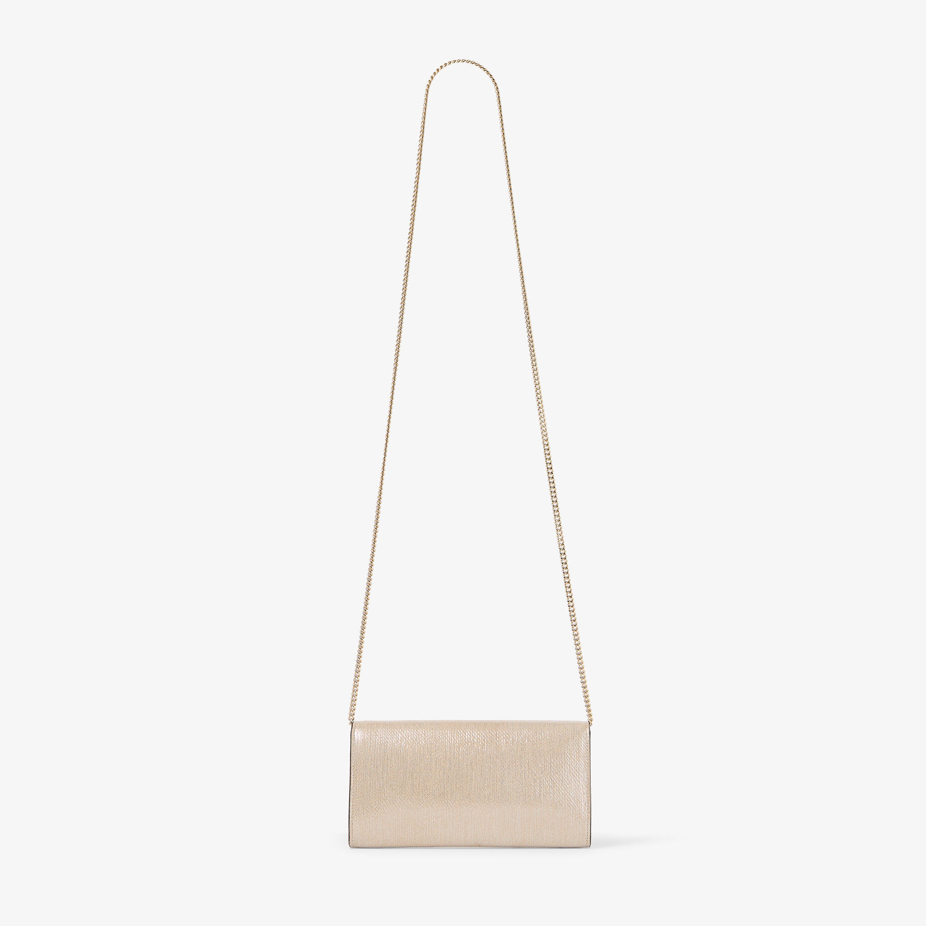 Emmie |Soft Gold Metallic Linear Leather Clutch | JIMMY CHOO