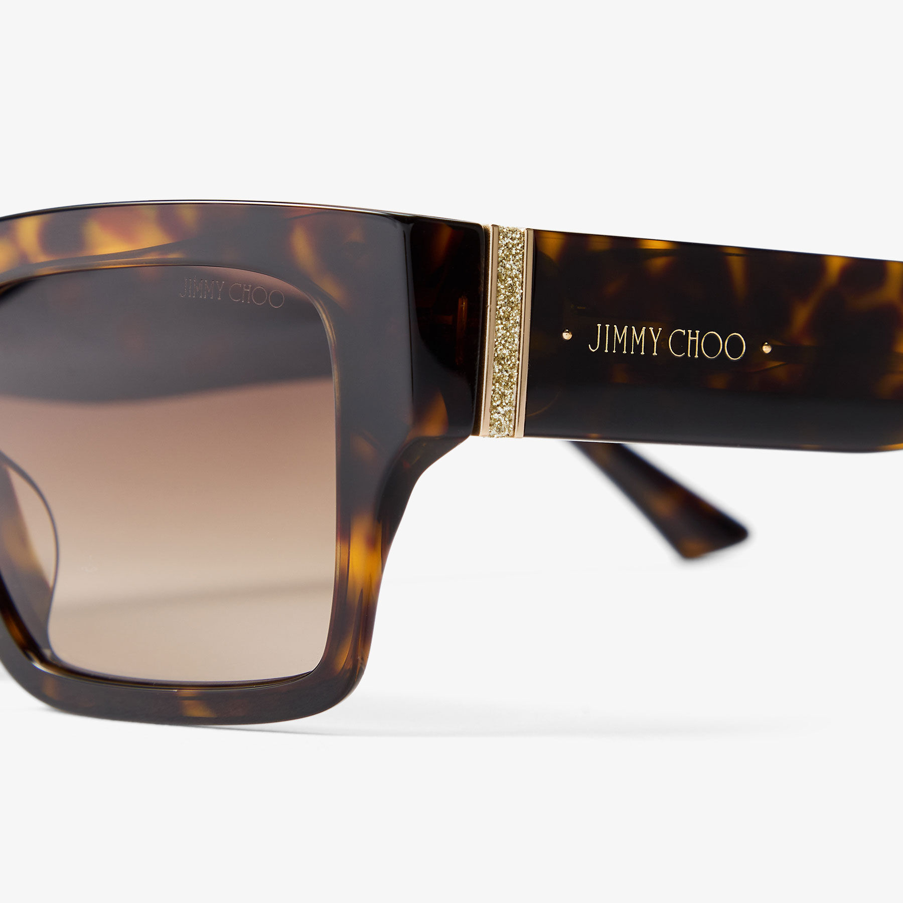 Jimmy Choo Dark Brown and Gold Sneak Print Sunglasses Uma | Dark Brown Havana Geometric Sunglasses | JIMMY CHOO main image 3