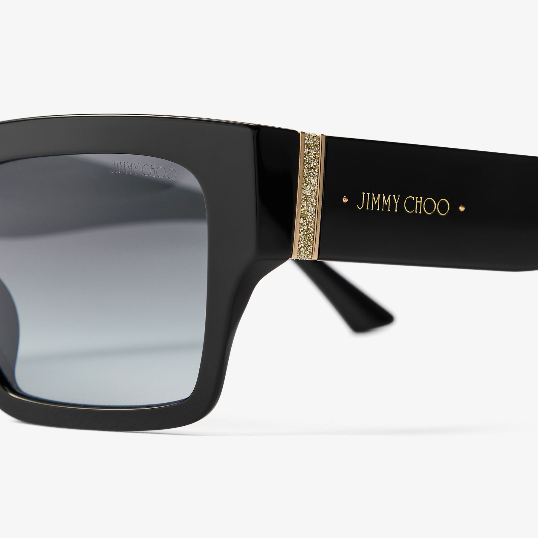 Eve | Black and Gradient Grey Acetate Rectangular Sunglasses 