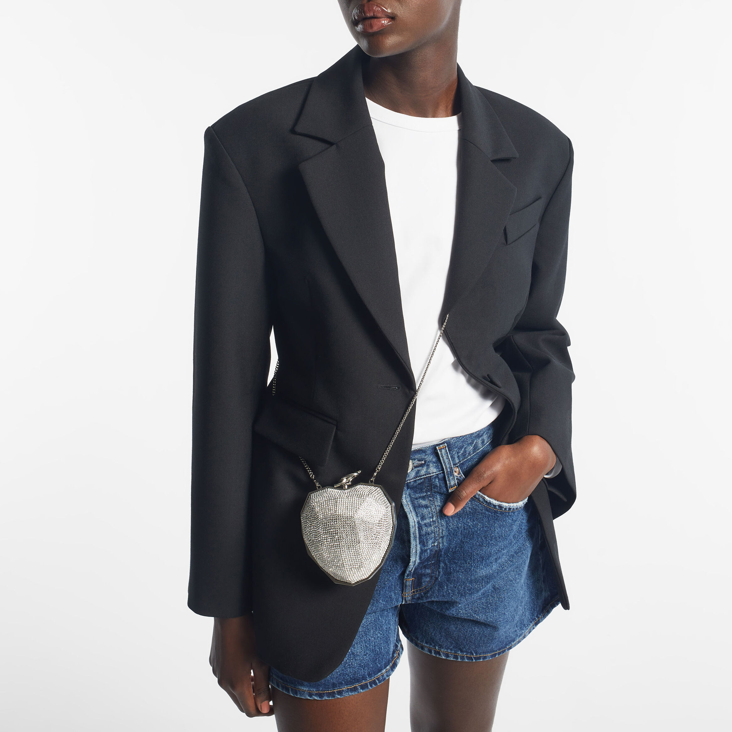 Faceted Heart Clutch|Silver Lucite Clutch| JIMMY CHOO AU