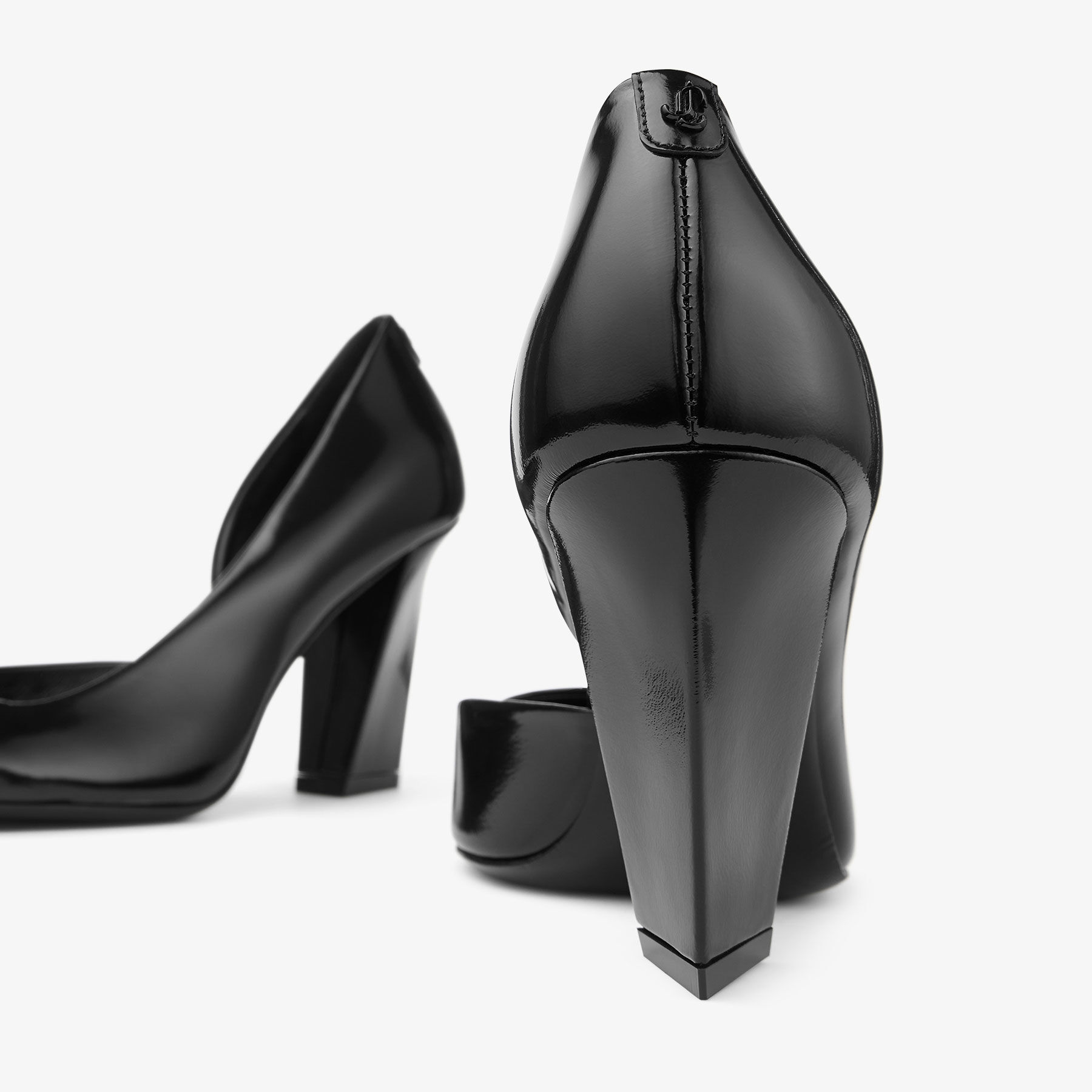 【新品未使用】HEVE Prima Flare Gaucho PT black Farren 85 | Black Soft Spazzolato Leather Pumps | JIMMY CHOO