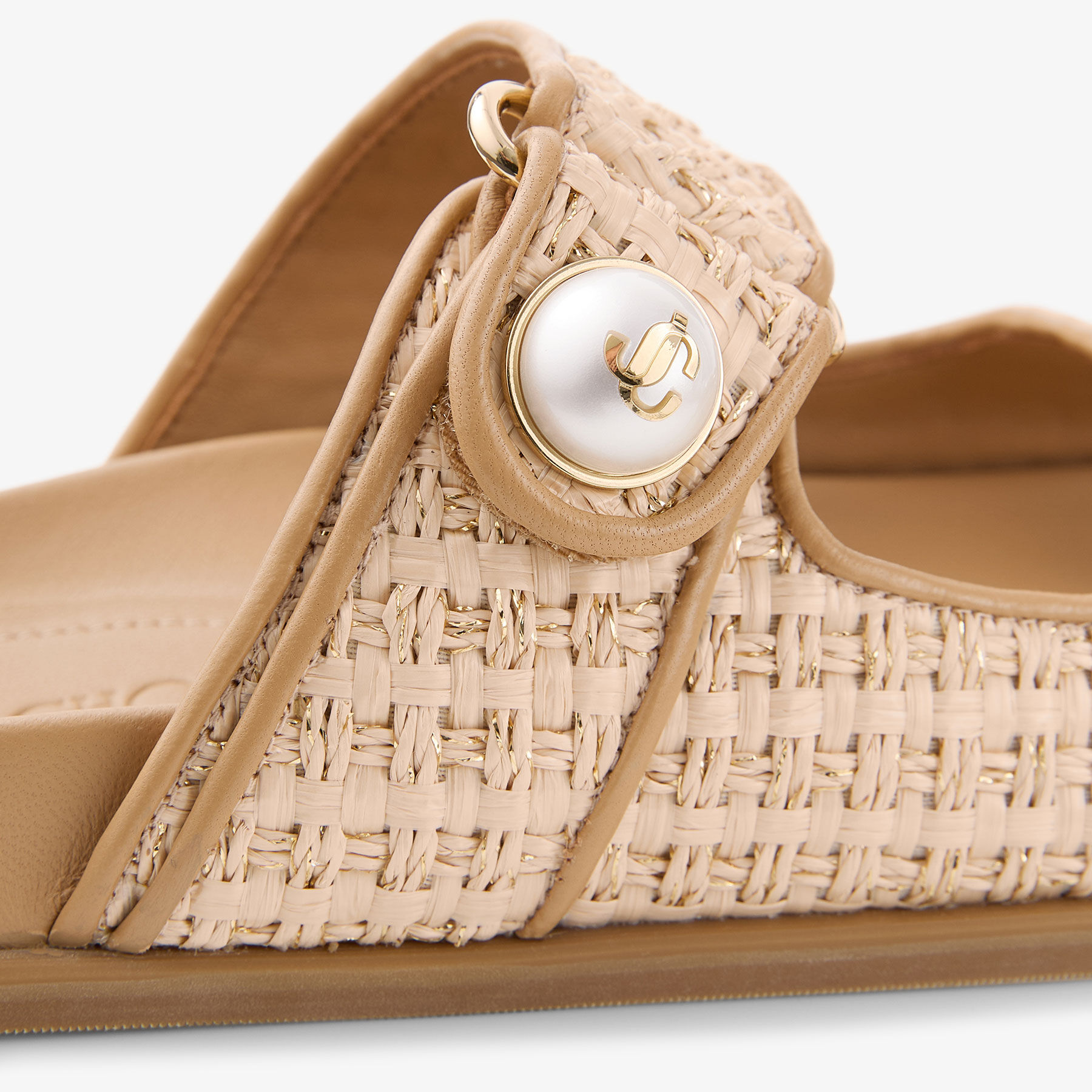 Fayence Sandal | Natural/Cappuccino Raffia and Leather
