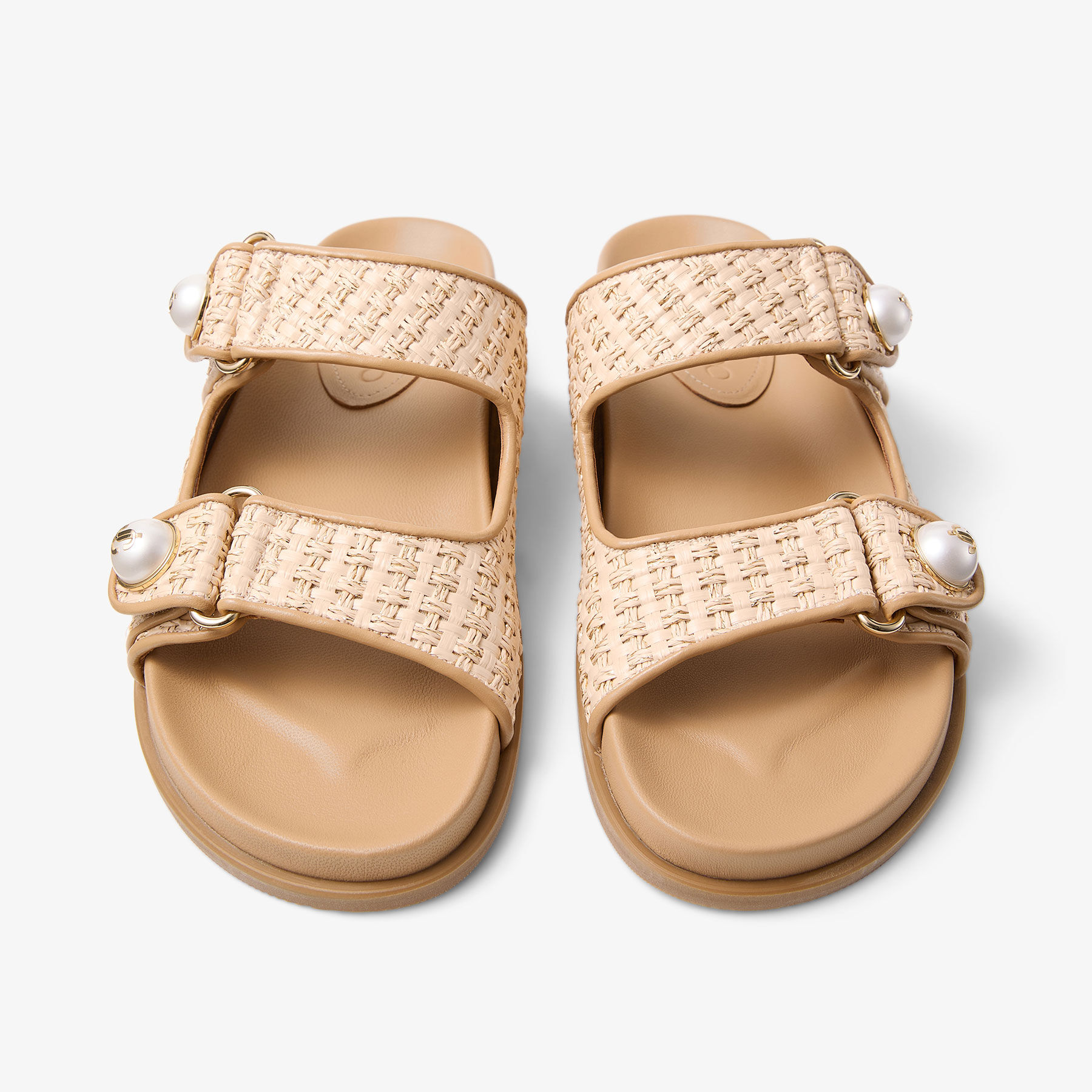 Fayence Sandal | Natural/Cappuccino Raffia and Leather