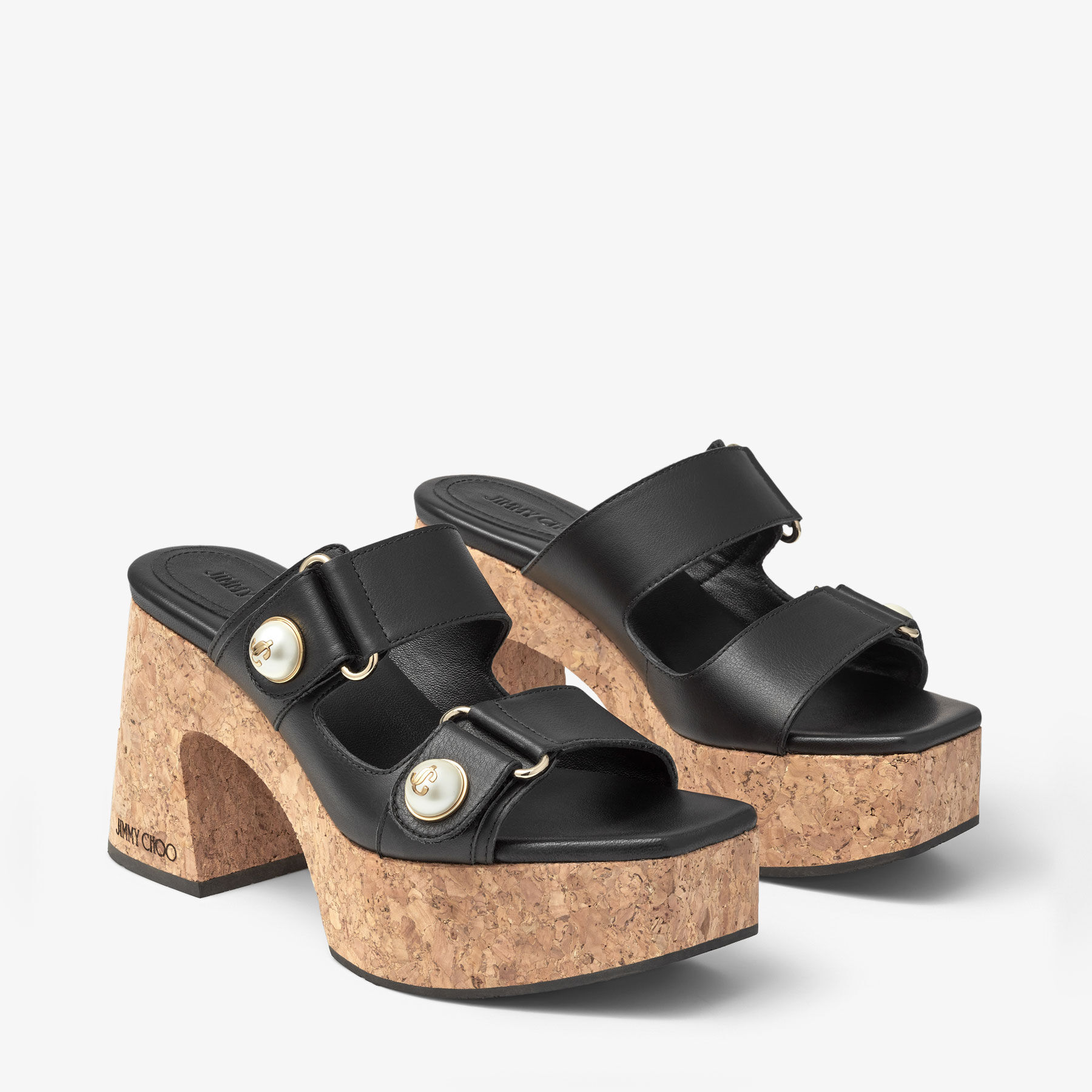Fayence Wedge 95|Black Leather Wedge| JIMMY CHOO