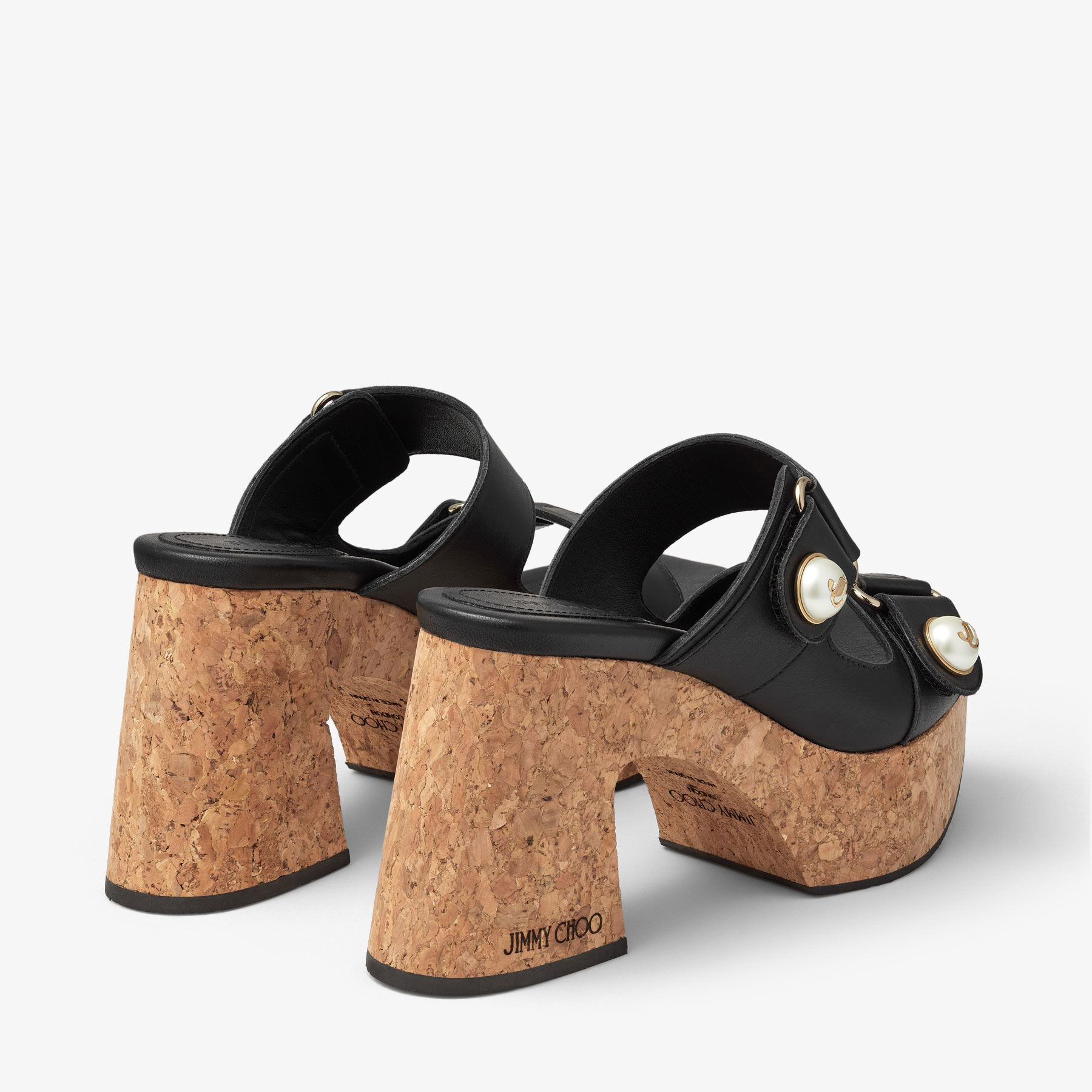 Fayence Wedge 95|Black Leather Wedge| JIMMY CHOO