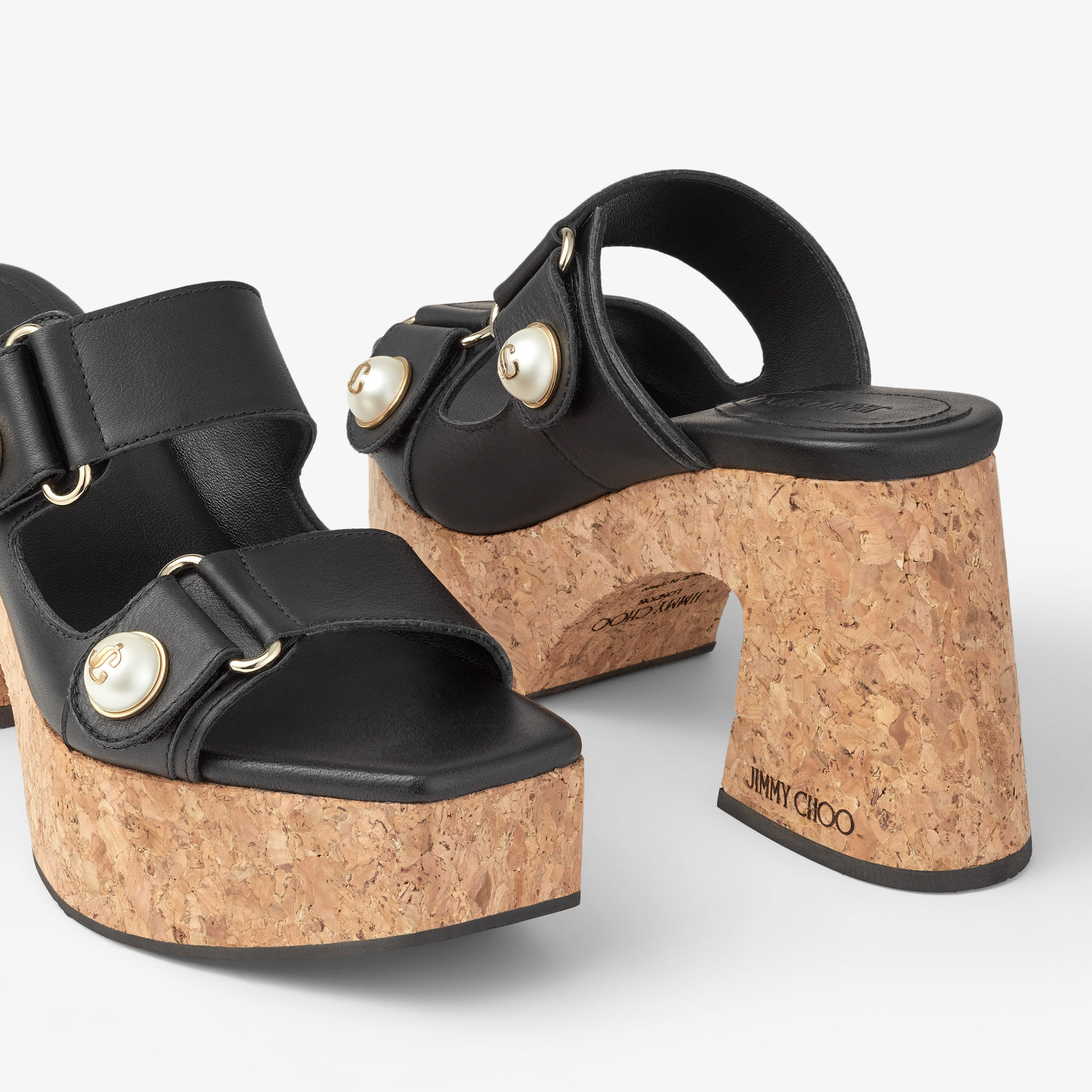 関税・送料込み【JIMMY CHOO】FAYENCE WEDGE SANDALS Fayence Wedge 95|Black Leather Wedge| JIMMY CHOO